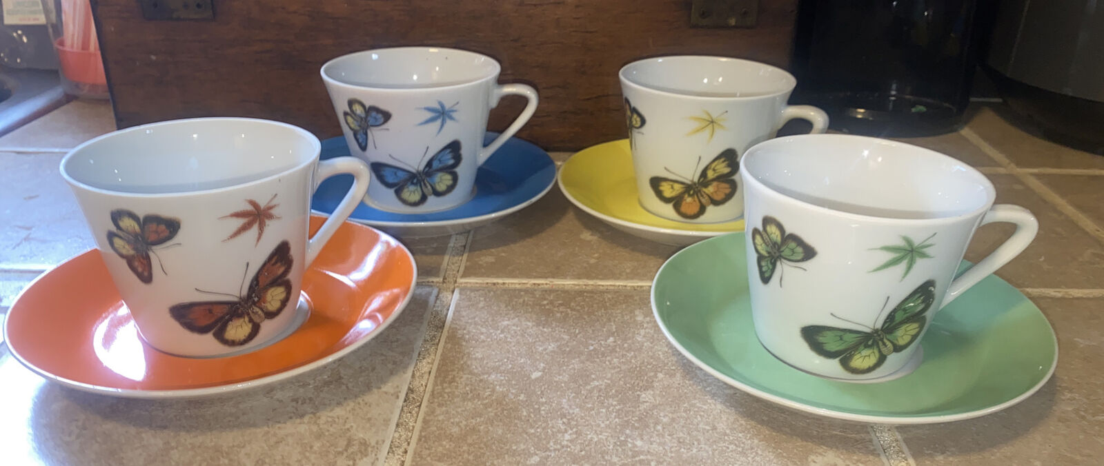 Nasco Japan Butterfly And Leaf Cup And Saucer Set