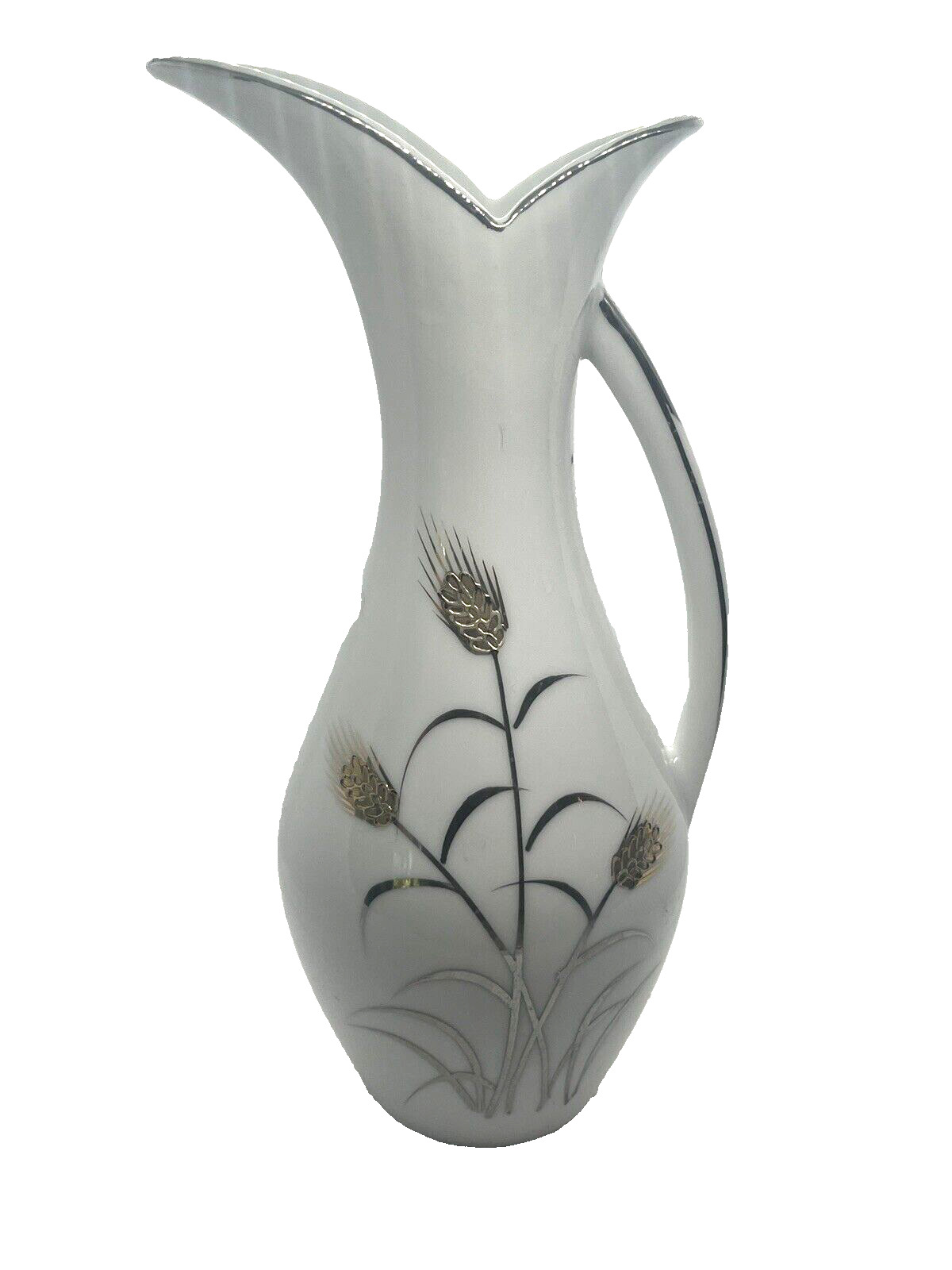 Vintage Norcrest Vase Gold Silver Wheat Pattern Made In Japan