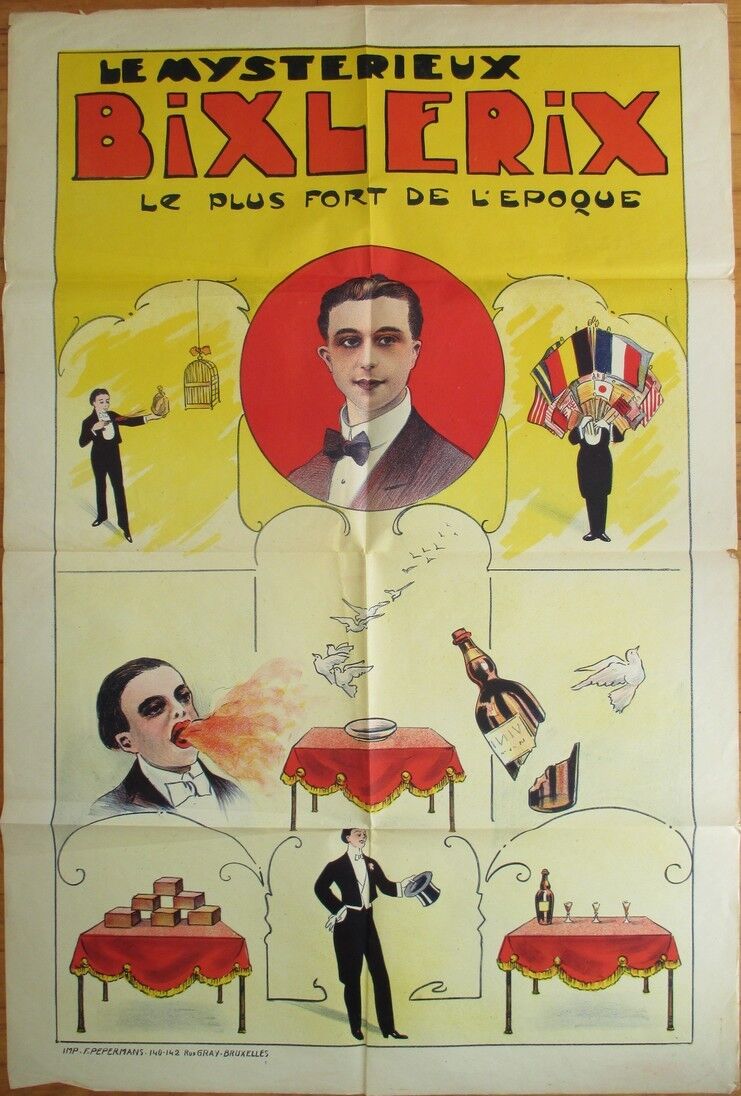Magic Poster, SUPER 1920 \'Le Mysterieux Bixlerix\' - Color Litho, Fire Breathing+