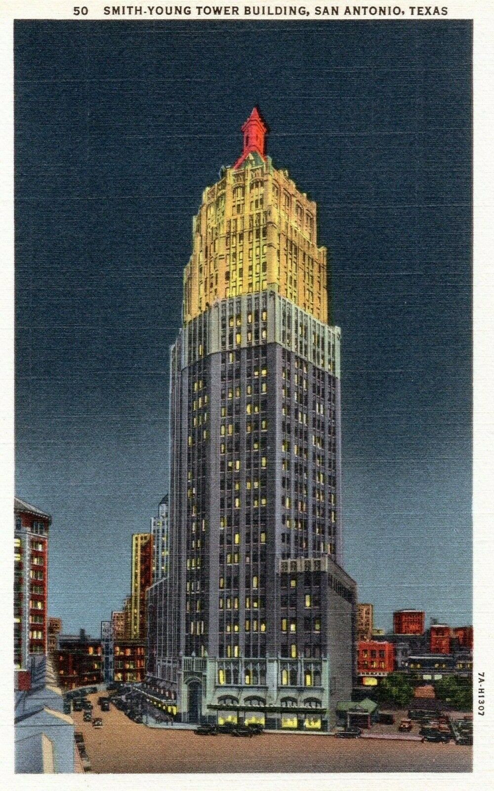 Vintage 1930\'s Smith Young Tower Building San Antonio Texas TX Linen Postcard