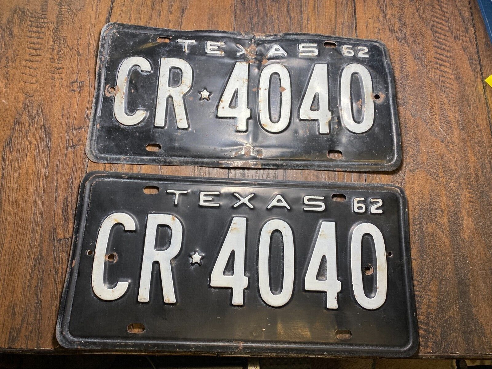 Vintage Pair 1962 Texas Auto License Plate ~ Car Ford Chevrolet Mopar Tags