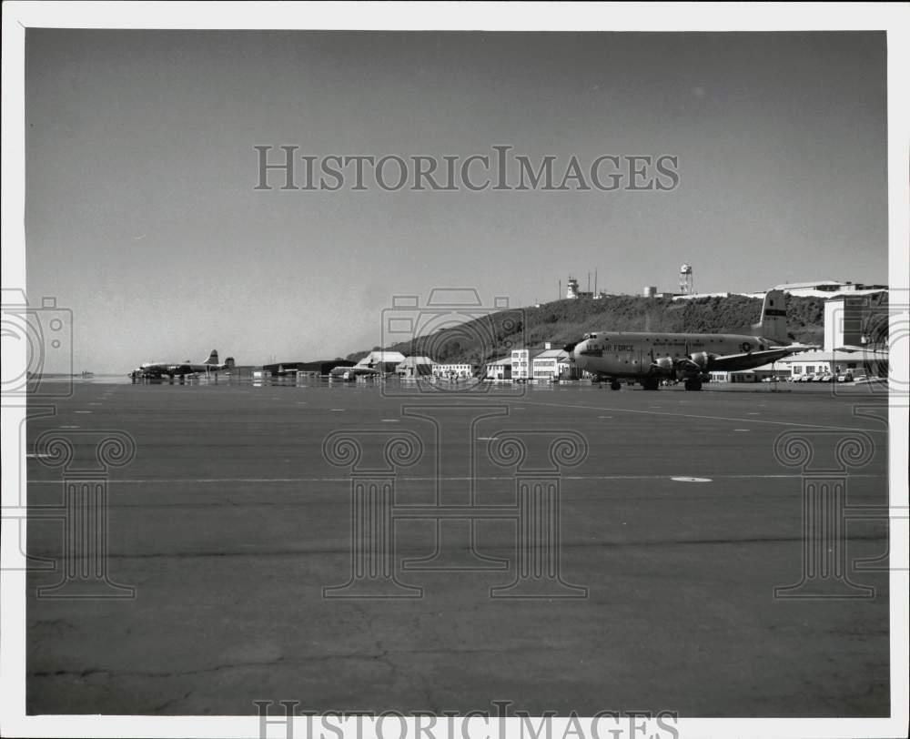 1963 Press Photo Air Force Planes on Flight Line, Lajes Field, Azores, Portugal