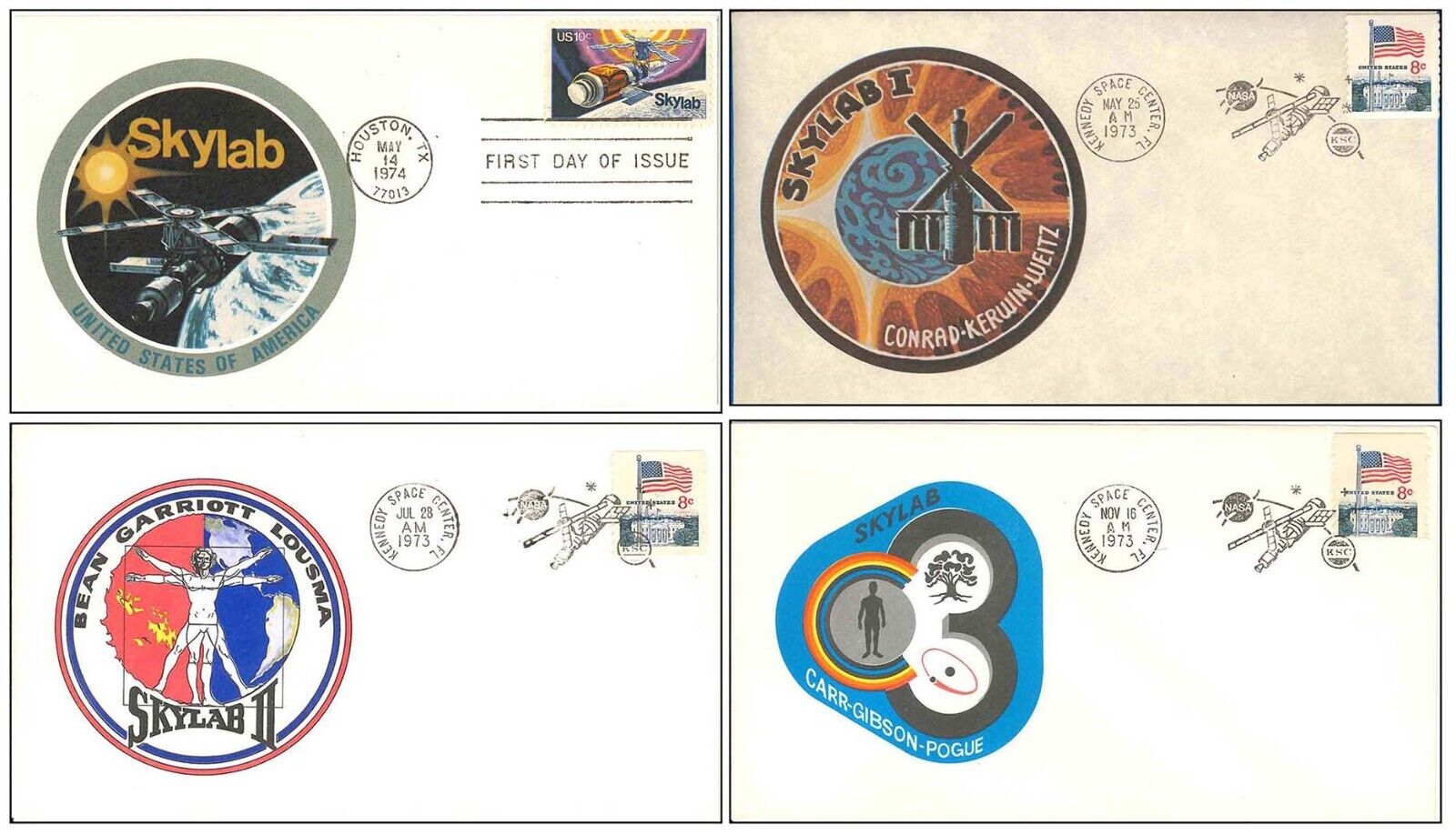 SKYLAB First Day Postal Cover lot of 4 space station '73 '74 NASA