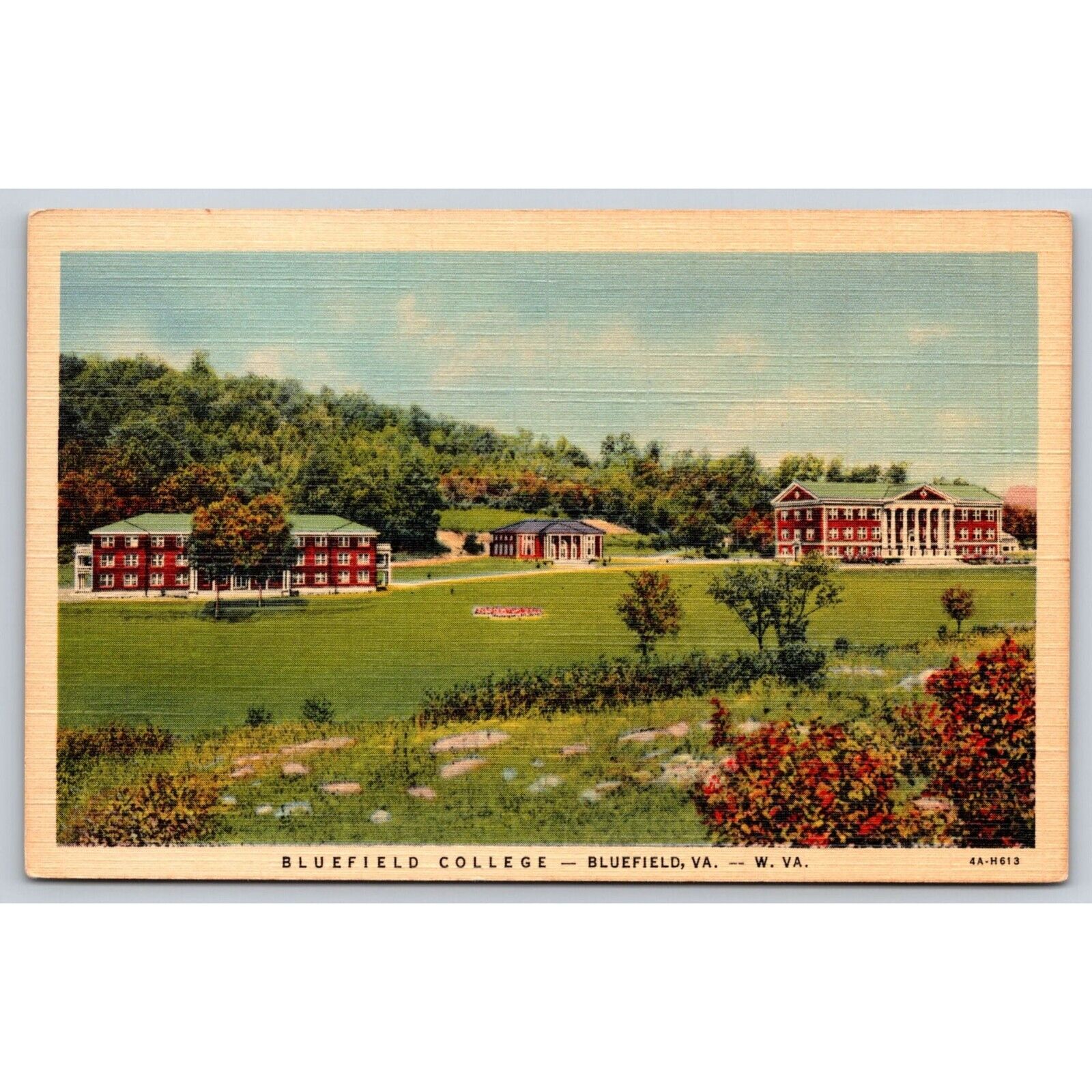 Vintage Linen Postcard Bluefield College Bluefield VA WV Unposted