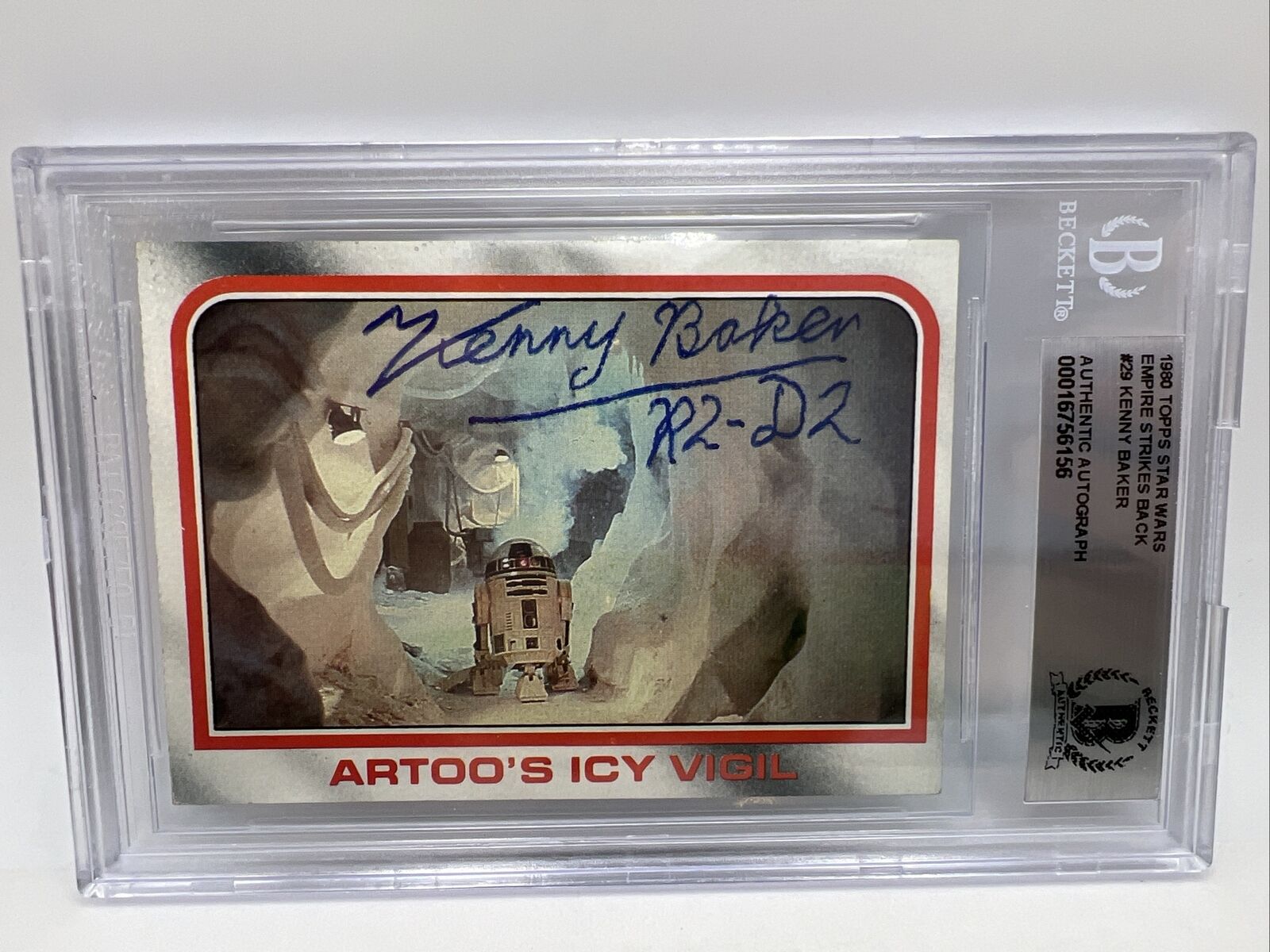1980 Star Wars ESB Topps Kenny Baker R2-D2 Signed Card #29 Beckett Authentic