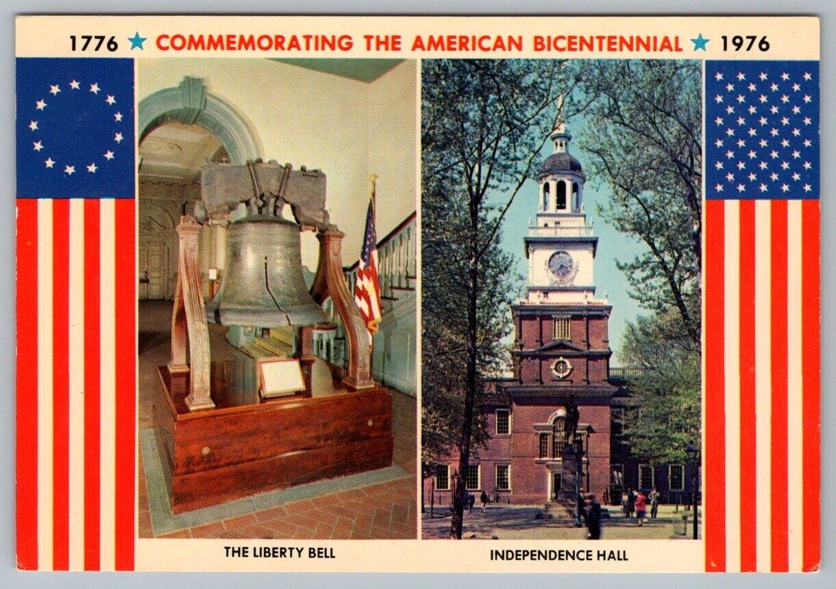 Postcard Philadelphia PA American Bicentennial Liberty Bell Independence Hall