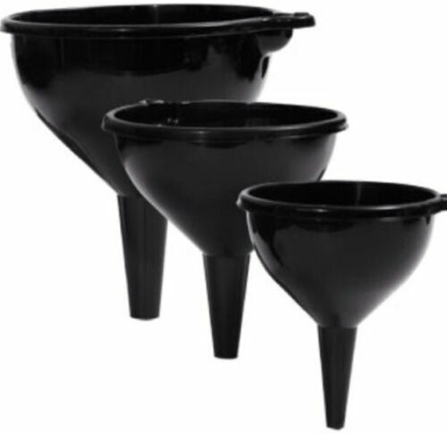 BLACK FUNNEL Plastic Set of 3 nesting funnels Brand New Kitchen Or Automotive