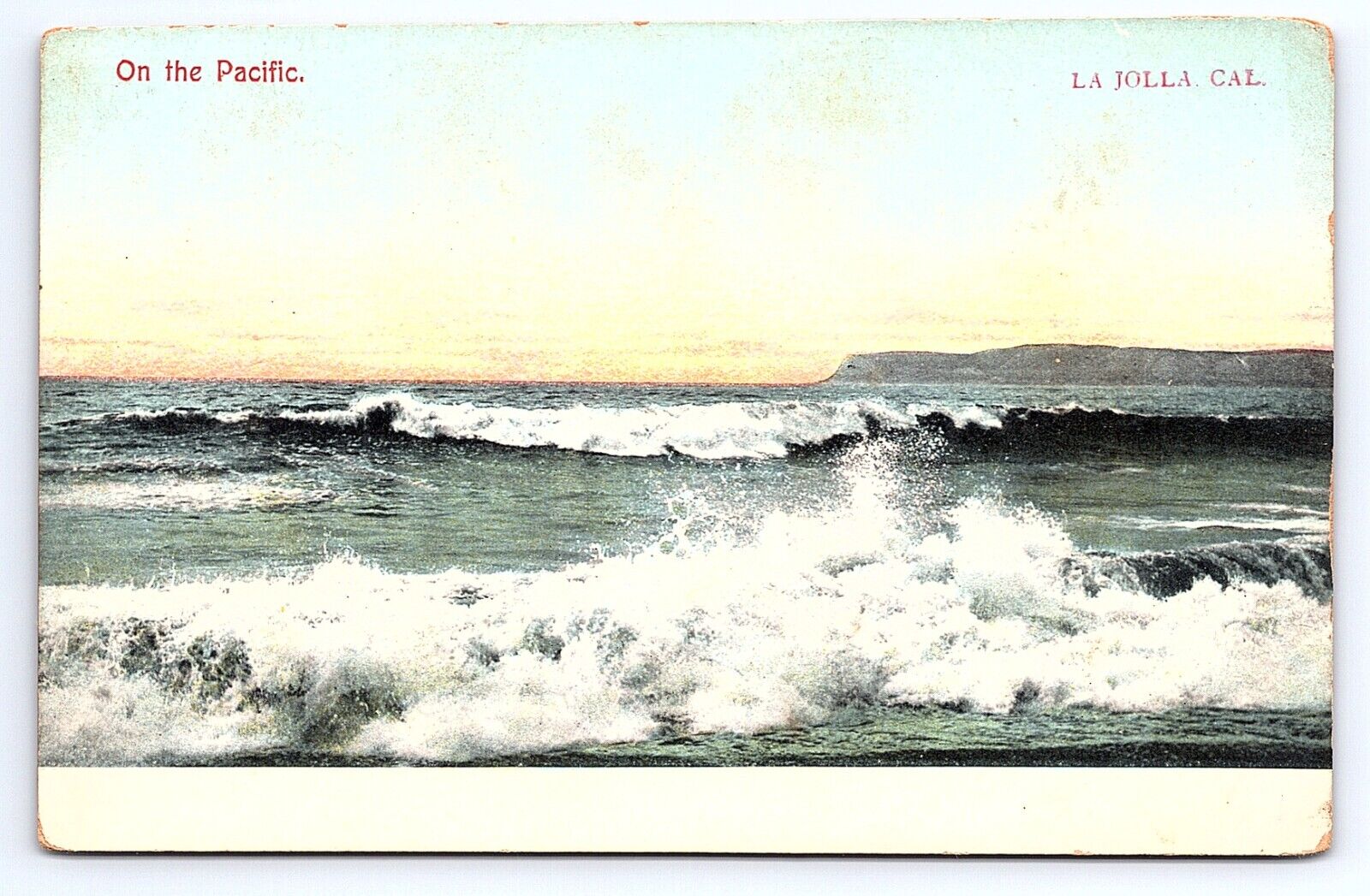 Postcard On the Pacific La Jolla California CA Waves Surf View c.1910
