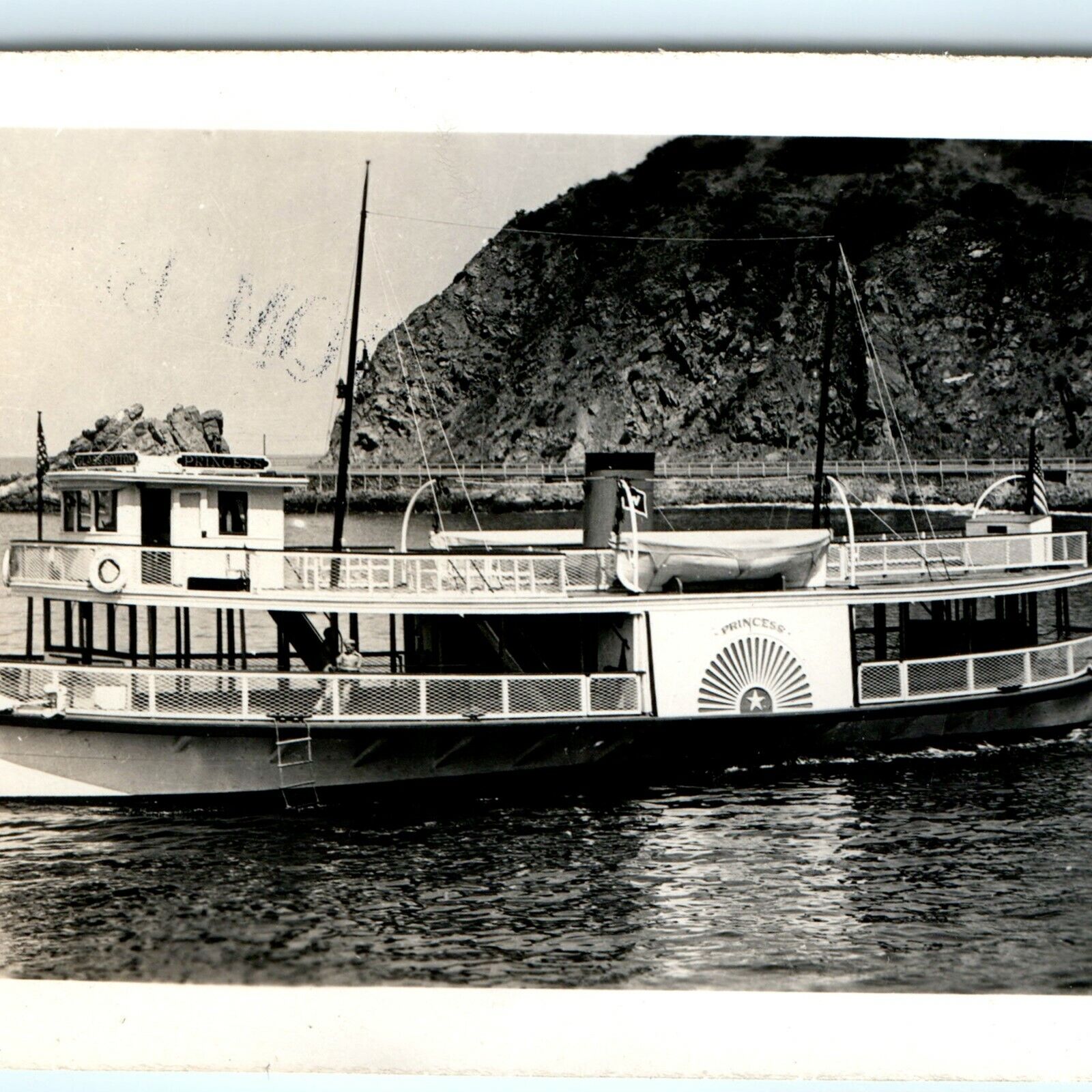 c1940s Catalina Princess Glass Bottom Steam Boat Real Photo Ship Island C25 