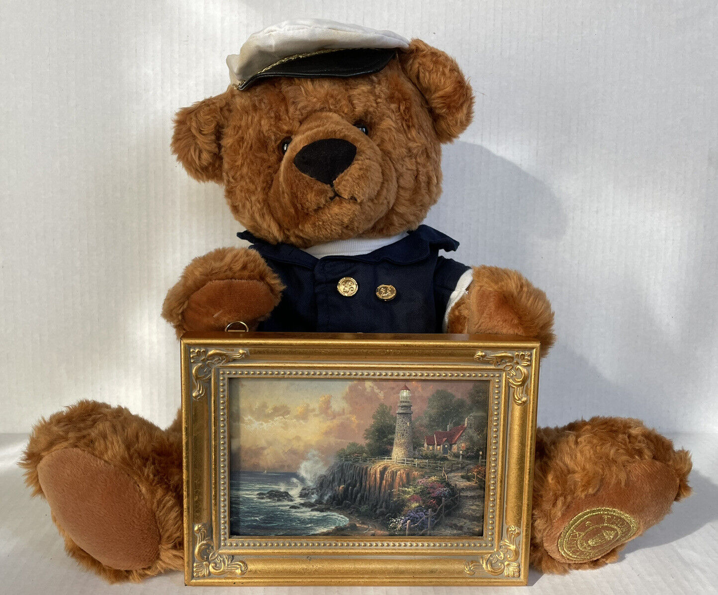 Dakin Thomas Kinkade Sailor Teddy Bear Plush w Light of Peace Framed Print