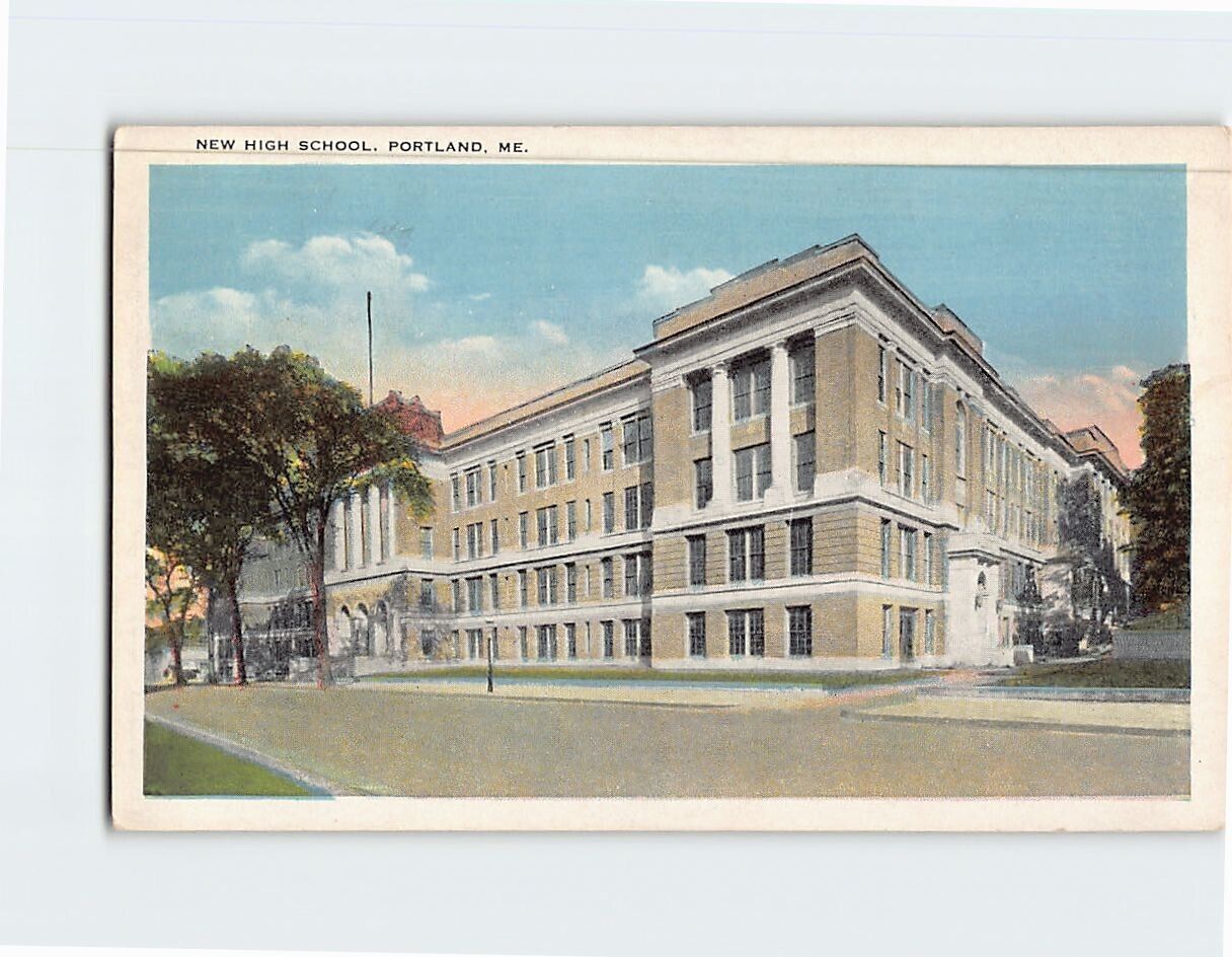 Postcard New High School Portland Maine USA