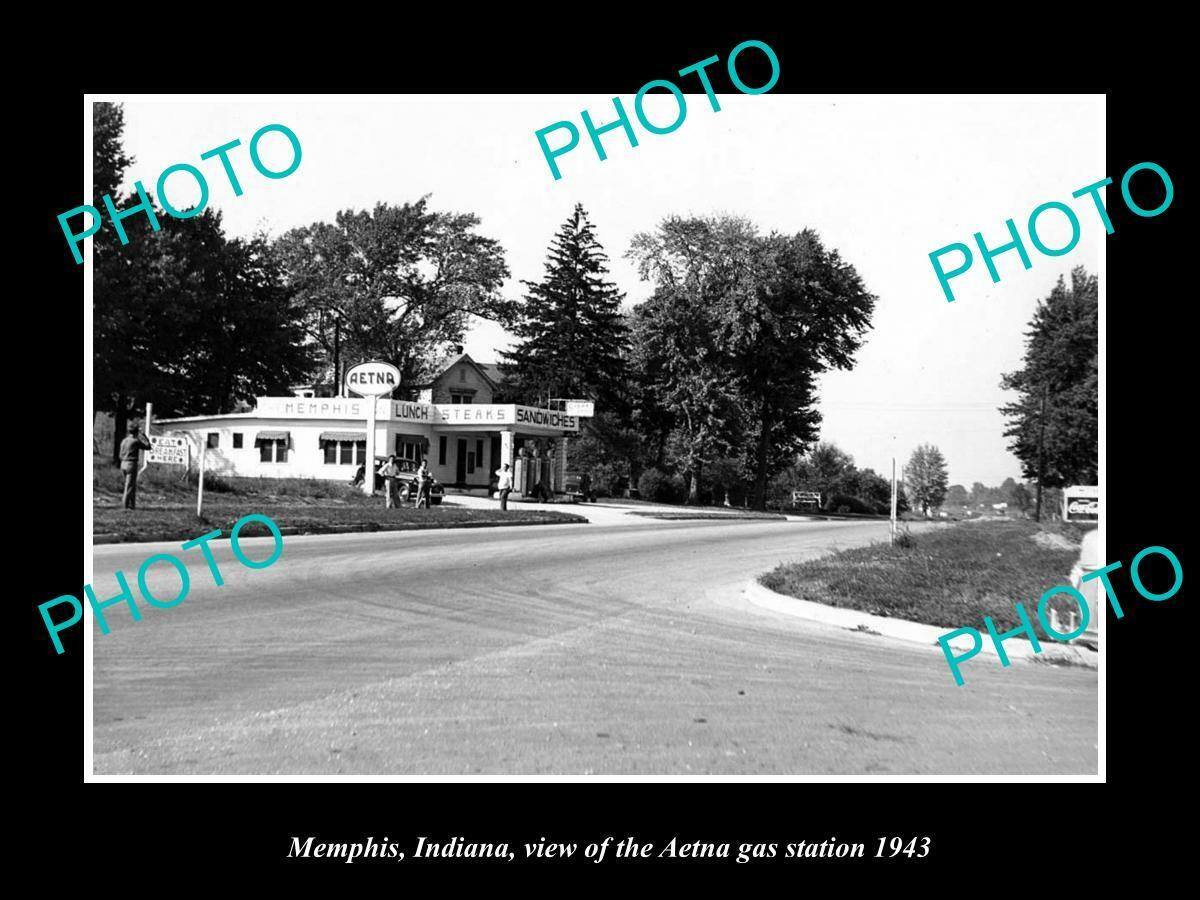 OLD 8x6 HISTORIC PHOTO OF MEMPHIS INDIANA THE AETNA OIL GAS STATION c1943