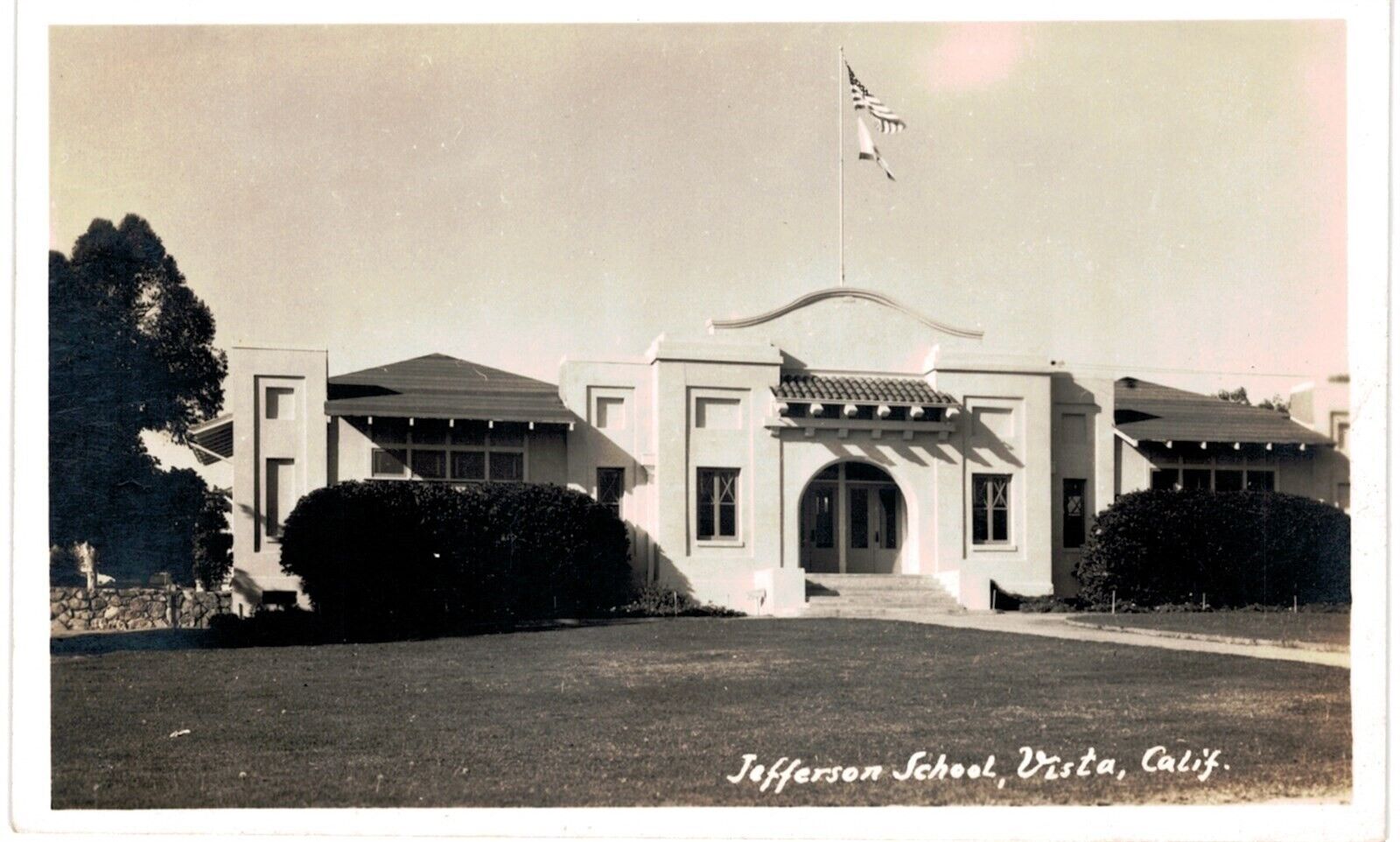 Vista Jefferson High School RPPC 1940 Unused CA 