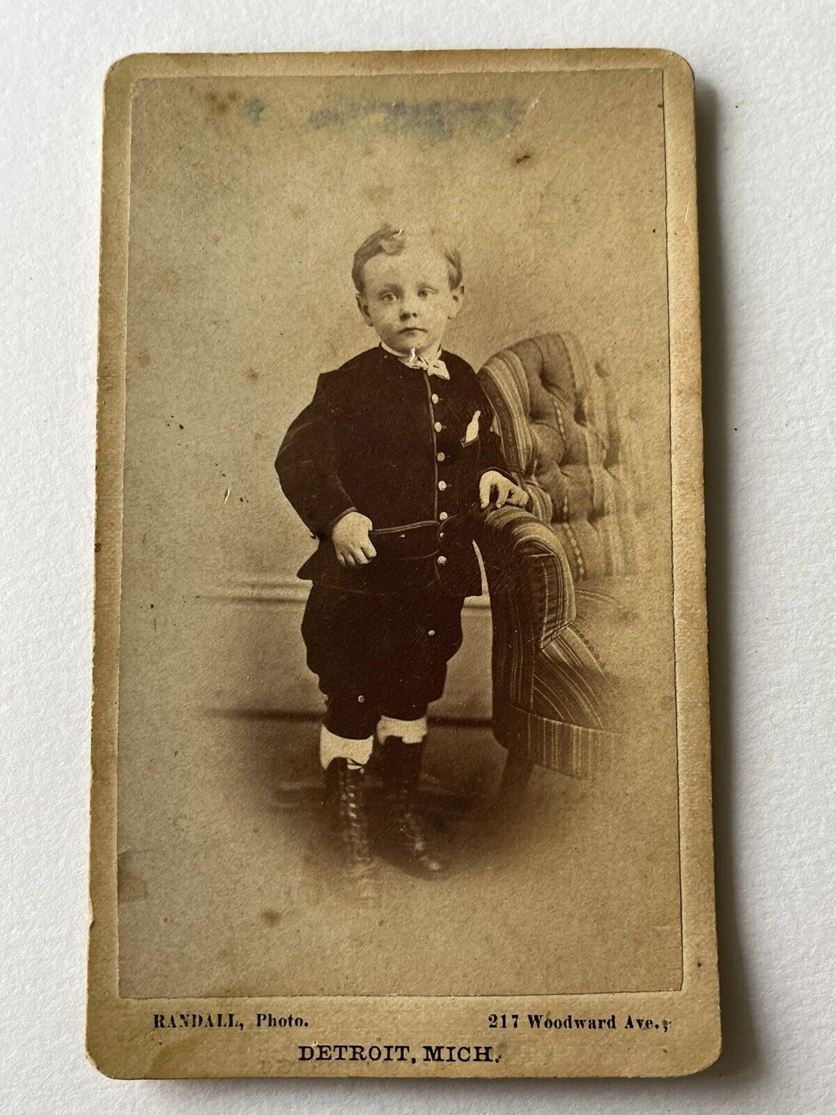 CDV Vintage Photo Of Detroit Child /orphan? With Id / Victorian Era Fashion