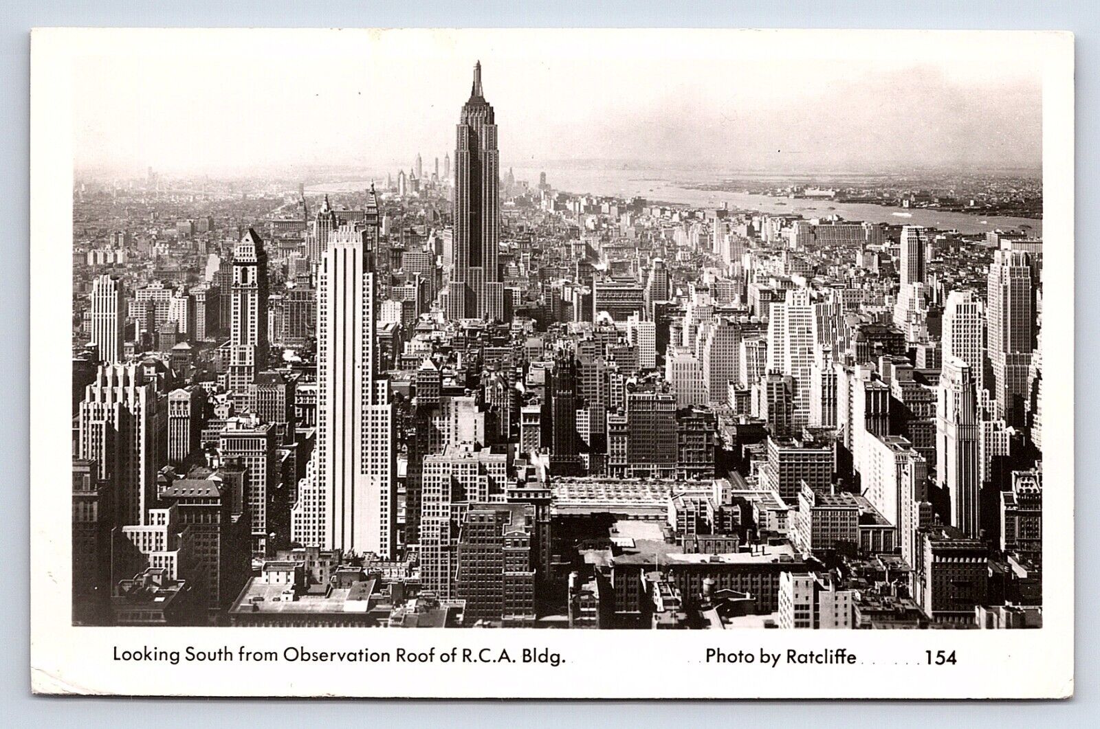 Postcard RPPC Looking South RCA Building Observation Roof New York City NY