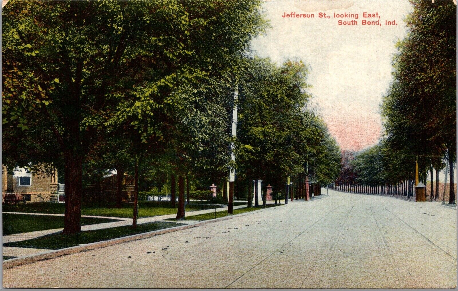 Postcard Jefferson Street Looking East in South Bend, Indiana~139233