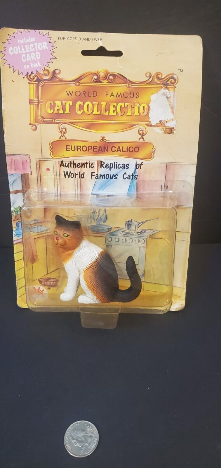 VTG Funrise European Calico Cat Toy Figure PVC 1990 World Famous Cat Collection