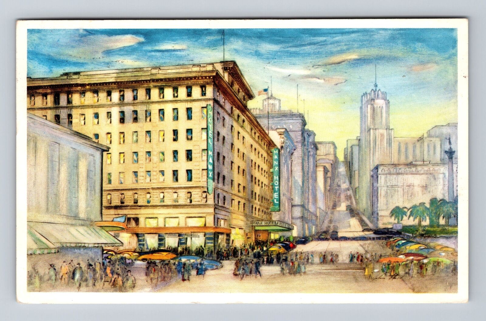 San Francisco CA-California, Manx Hotel, Advertising, Antique Vintage Postcard