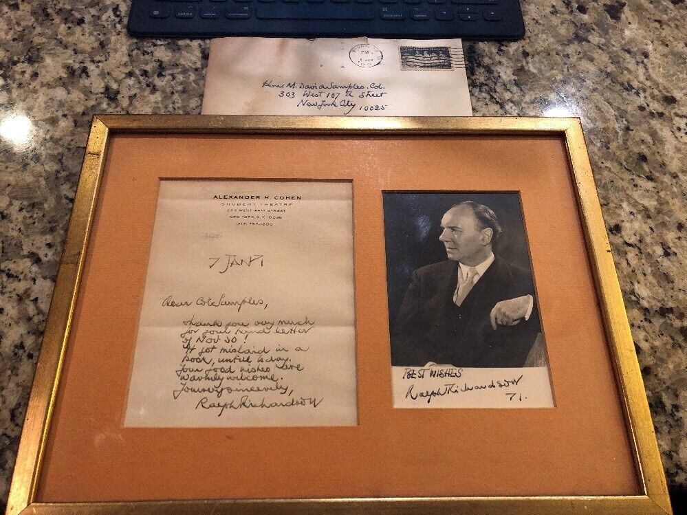 Sir Ralph Richardson Original Signed Letter + Photo 1971 Broadway