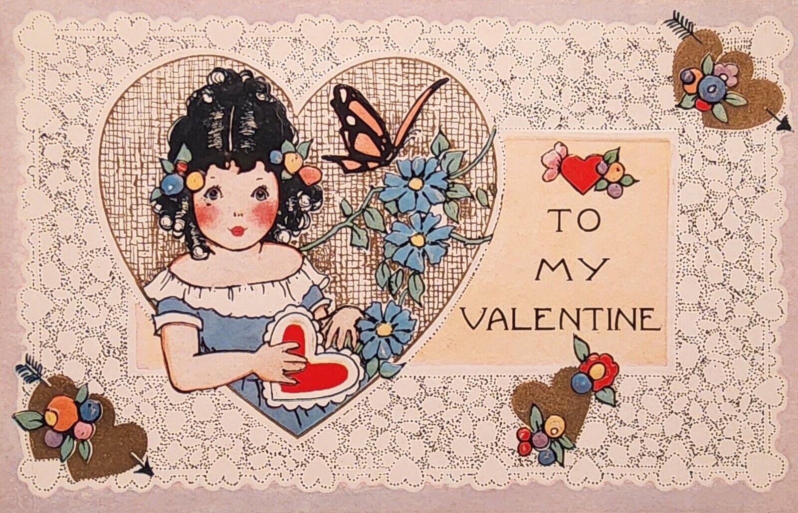 Vintage Valentines Greetings Postcard ~ To My Valentine ~ Whitney Card. #-4228