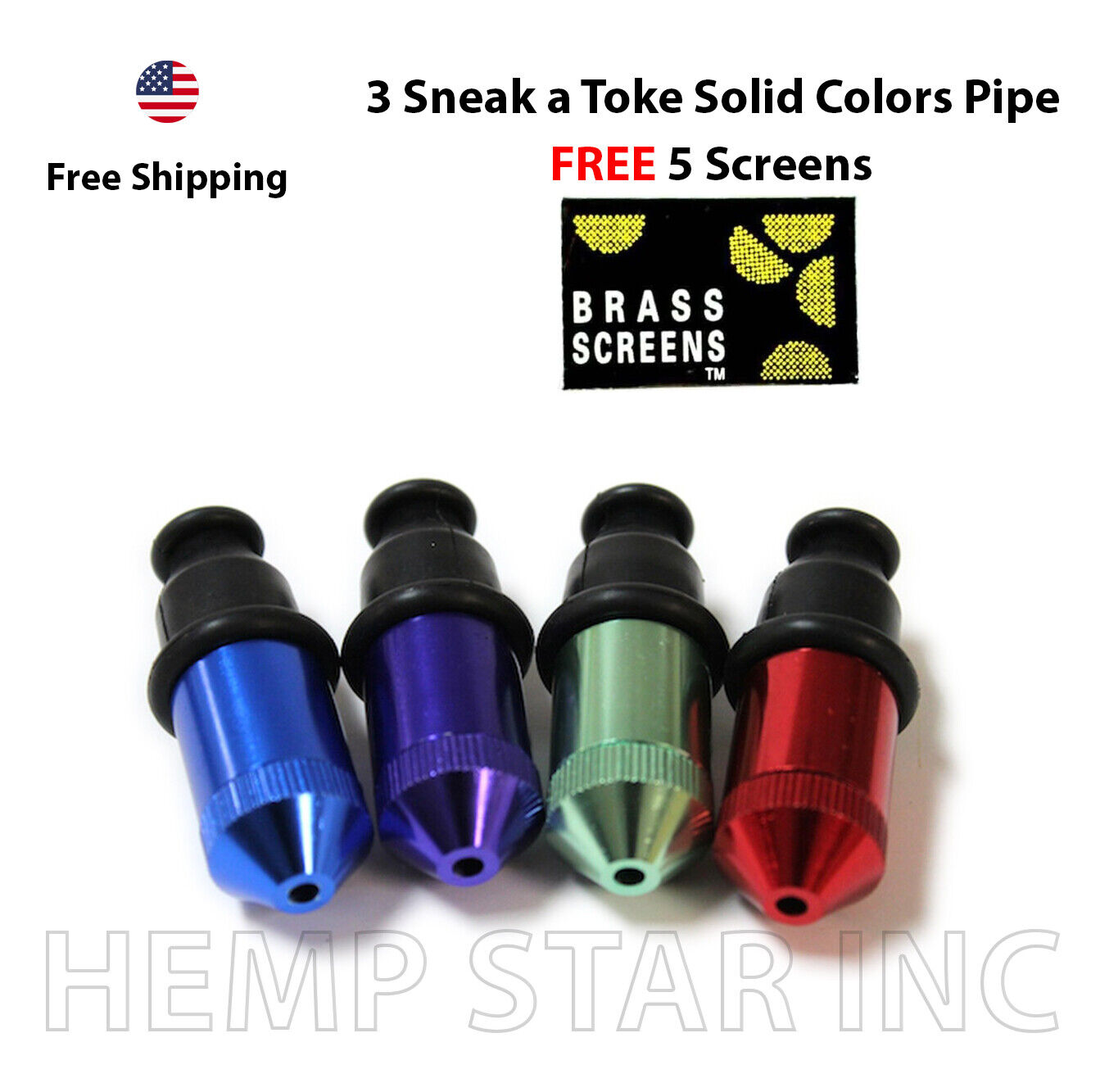 3 Sneak a Toke (Solid) One Hitter Bullet (DOESN'T GET HOT) + FREE 5 screens 