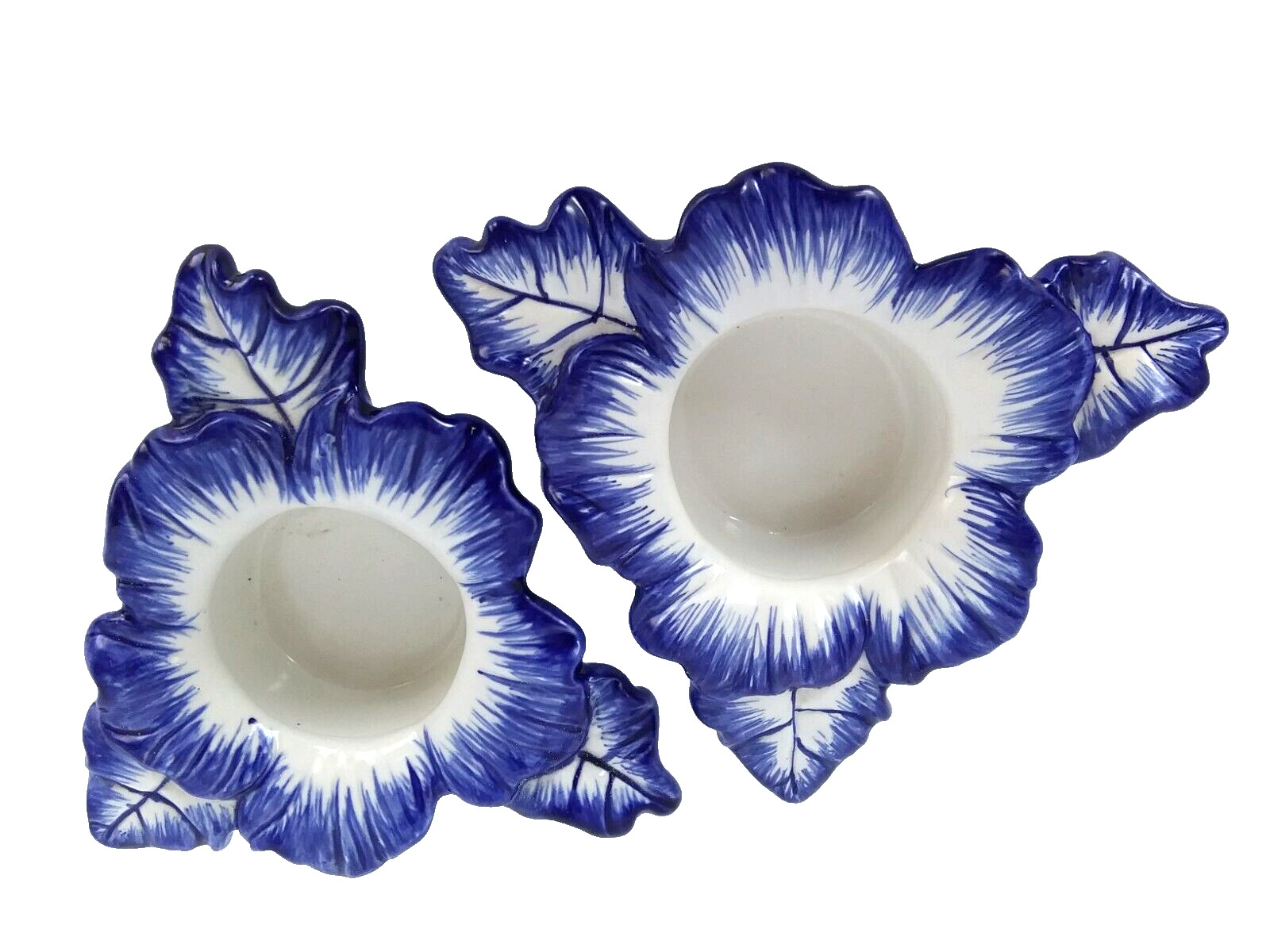 VTG Ceramic Hand Painted Blue Flower Tea Light Votive Holders 5\