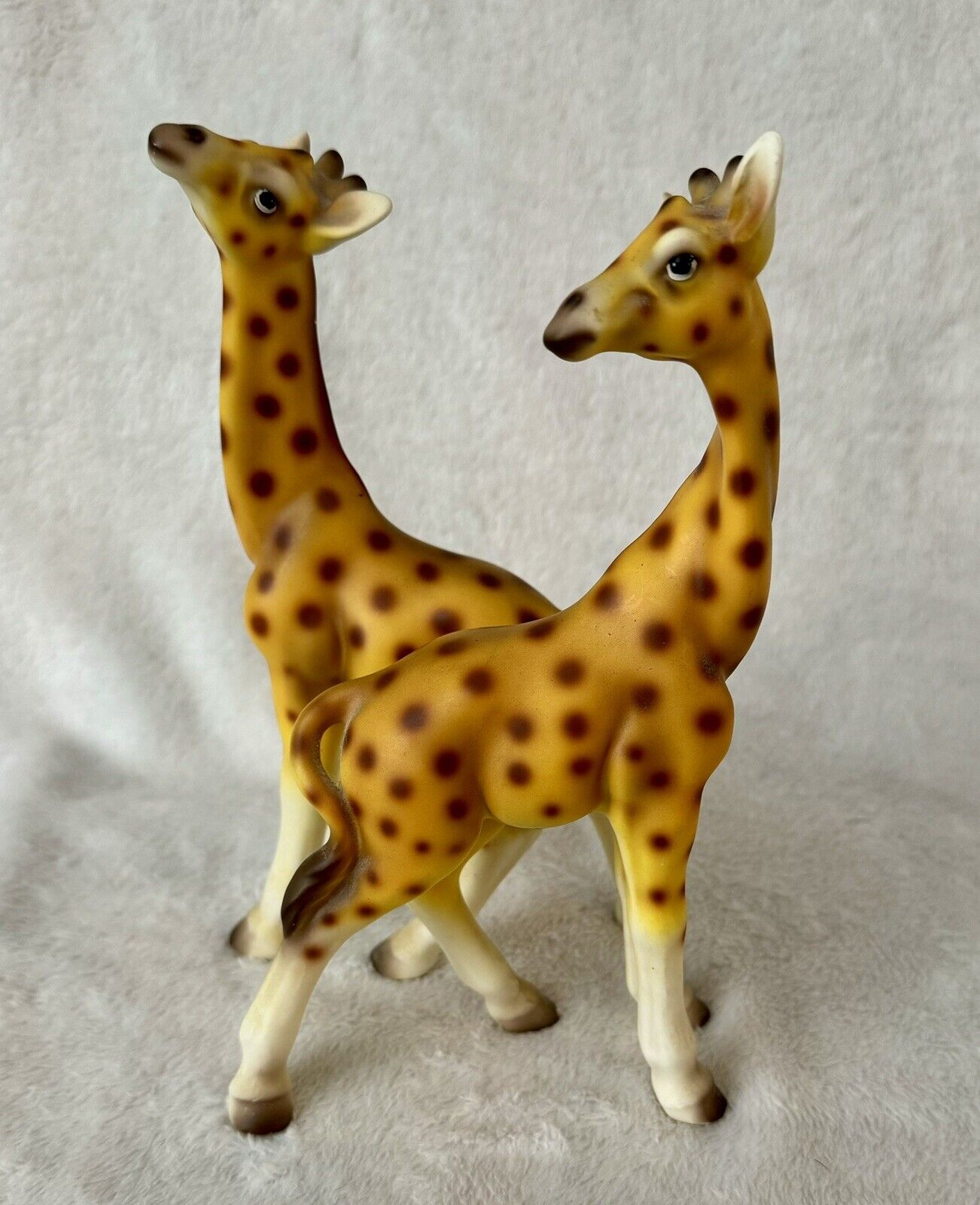 Vintage Giraffe Pair Couple Ceramic Figure Animal Kitsch Cute Japan 1950s 8 Inch
