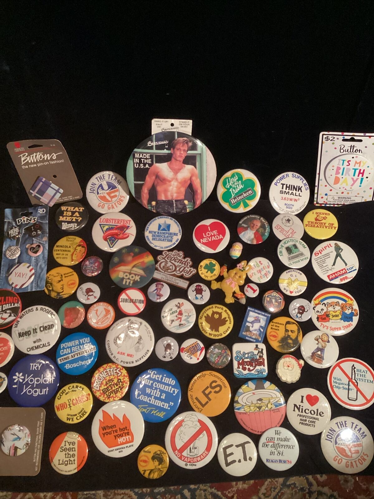 Mixed Lot Of Pinback Buttons  - over 70 - Sports, Politics, And More