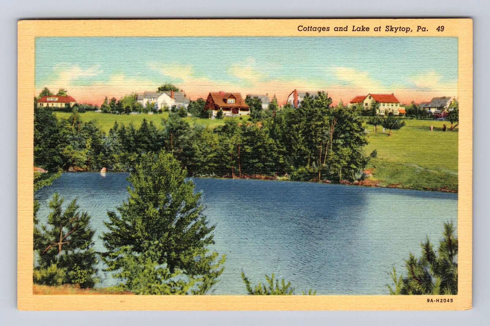 Skytop PA-Pennsylvania, Cottage and Lake, Antique Vintage Souvenir Postcard