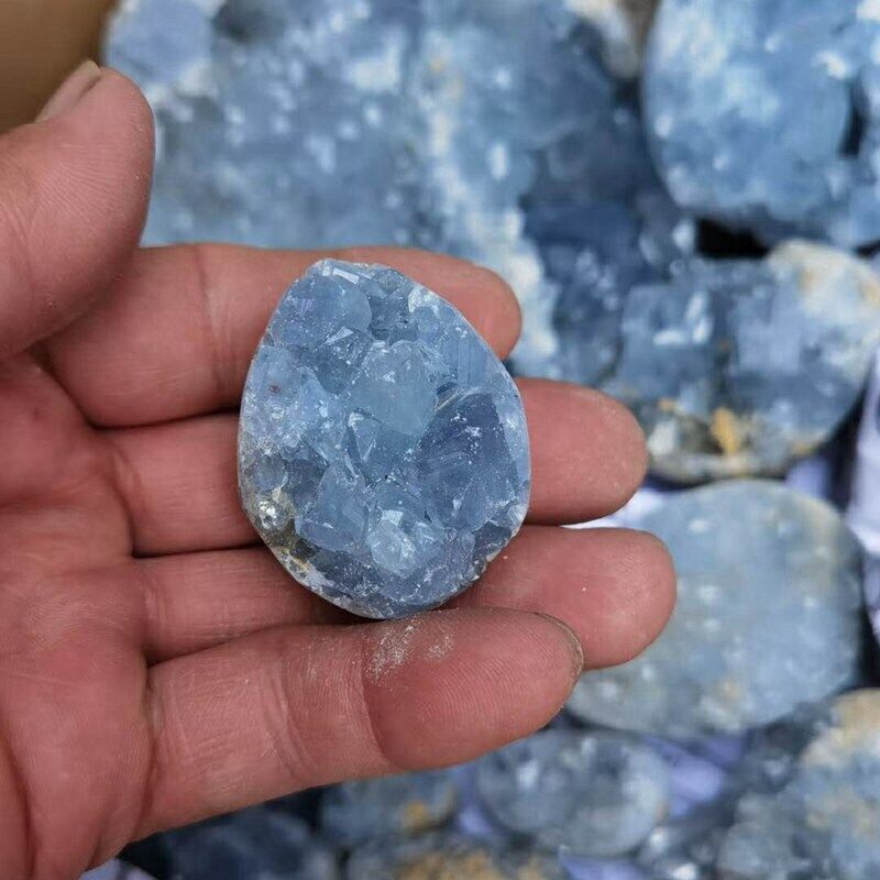 Natural Blue Celestite Quartz Crystal Cluster Energy Rough Geode Specimen Reiki