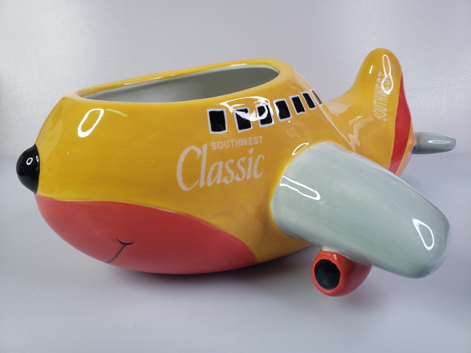 EXTREMELY RARE Southwest Airlines Cookie Jar TJ Luv Mascot Airplane Collectible