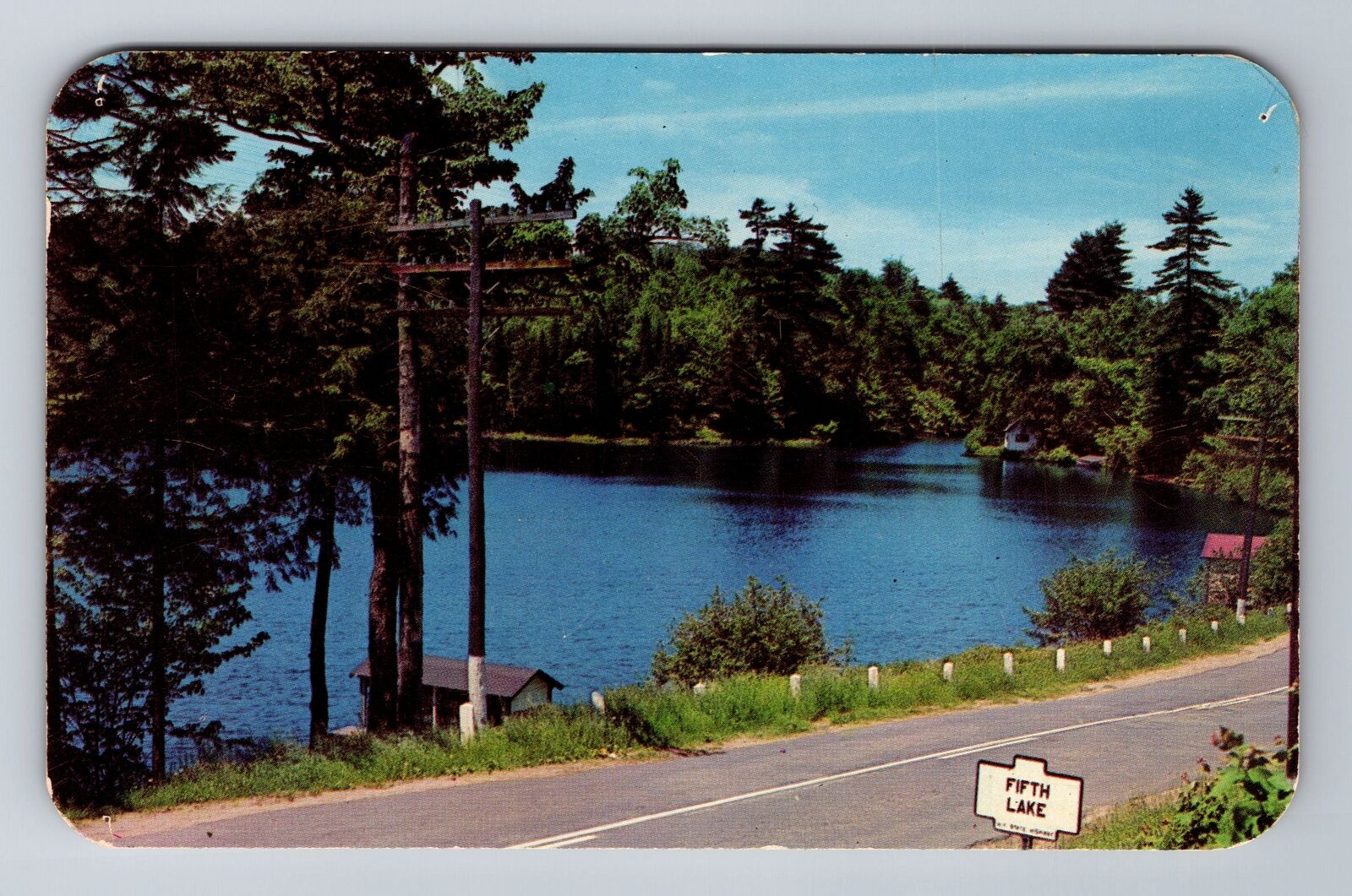 Inlet NY-New York, Fifth Lake, Adirondack Canoe Route, Vintage Souvenir Postcard