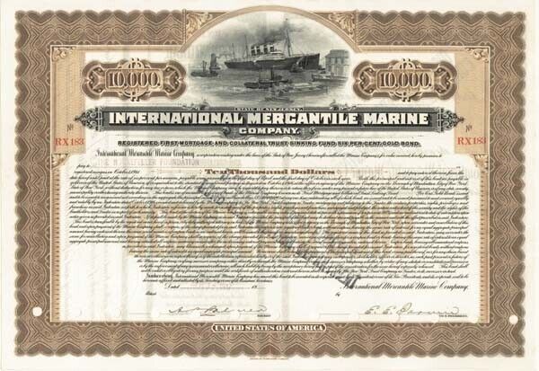 Rockefeller Foundation issued to International Mercantile Marine - Bond - Co. th