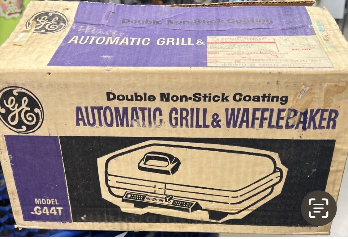 Vintage Chrome 1950s GE Grill And Wafflebaker In Box Never Used