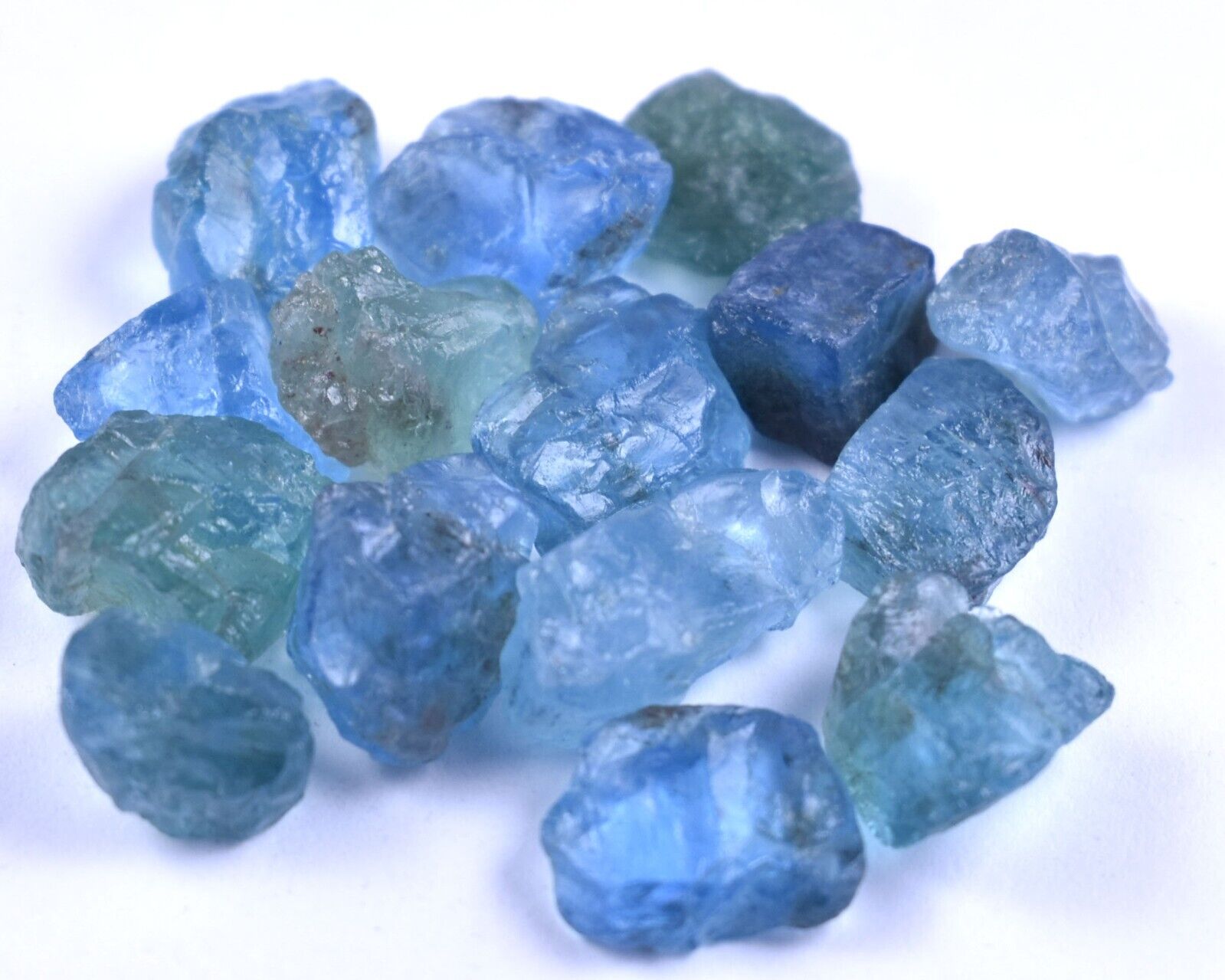 20 Pcs Natural Sky Blue Apatite Crystal Loose Roughs Wholesale Gemstone Lot