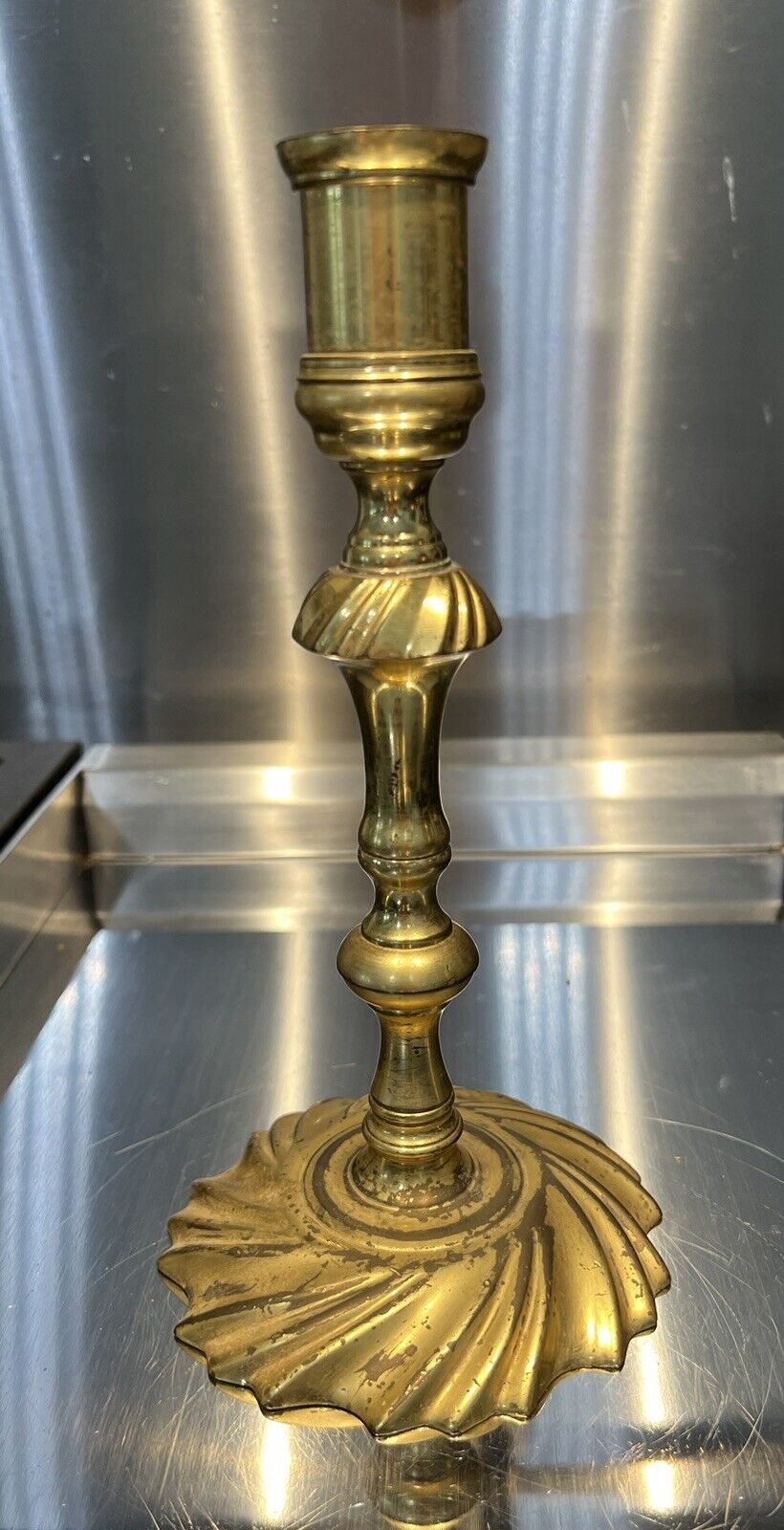 vintage mid century modern Brass Candlestick Holder 