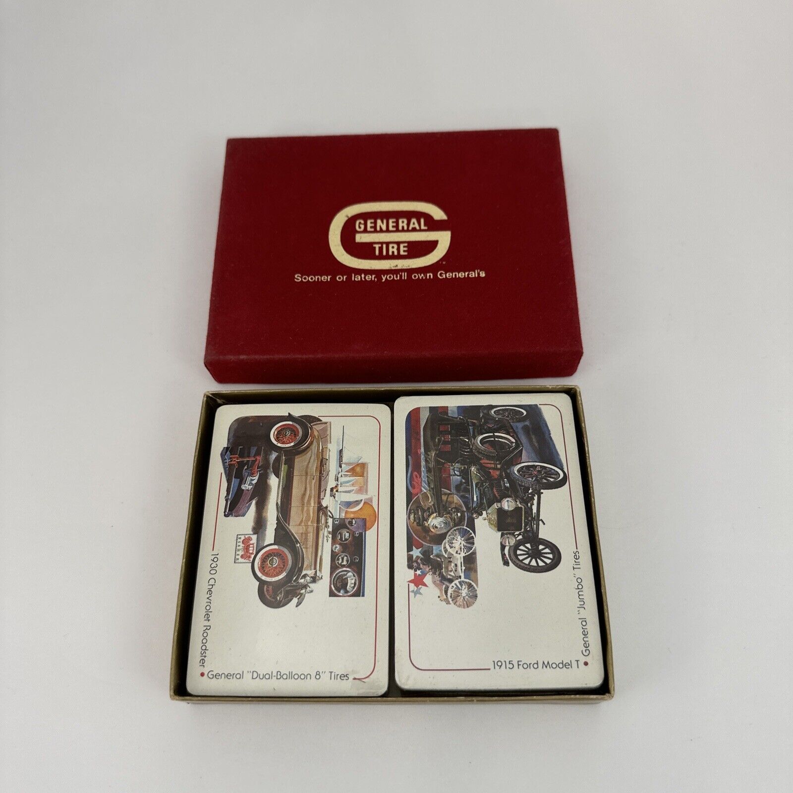 Vintage General Tire Collectible Playing Card Decks in Box Automobiles Cars