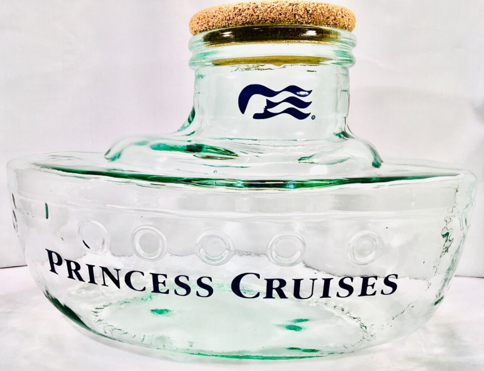 Princess Cruise Ship Ocean Liner Glass Boat with Lid XLarge Candy Dish Decor 