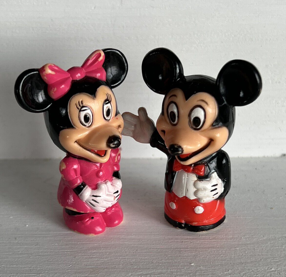 Vintage Walt Disney Productions  Mickey And Minnie Mouse Plastic Made Hong Kong