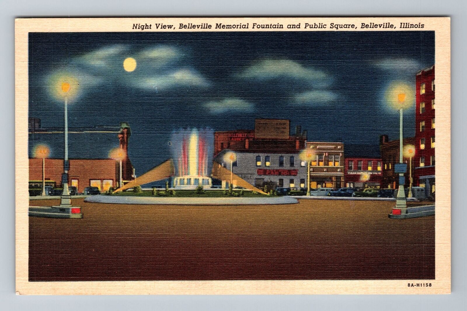 Belleville IL-Illinois, Belleville Memorial Fountain, Vintage Postcard