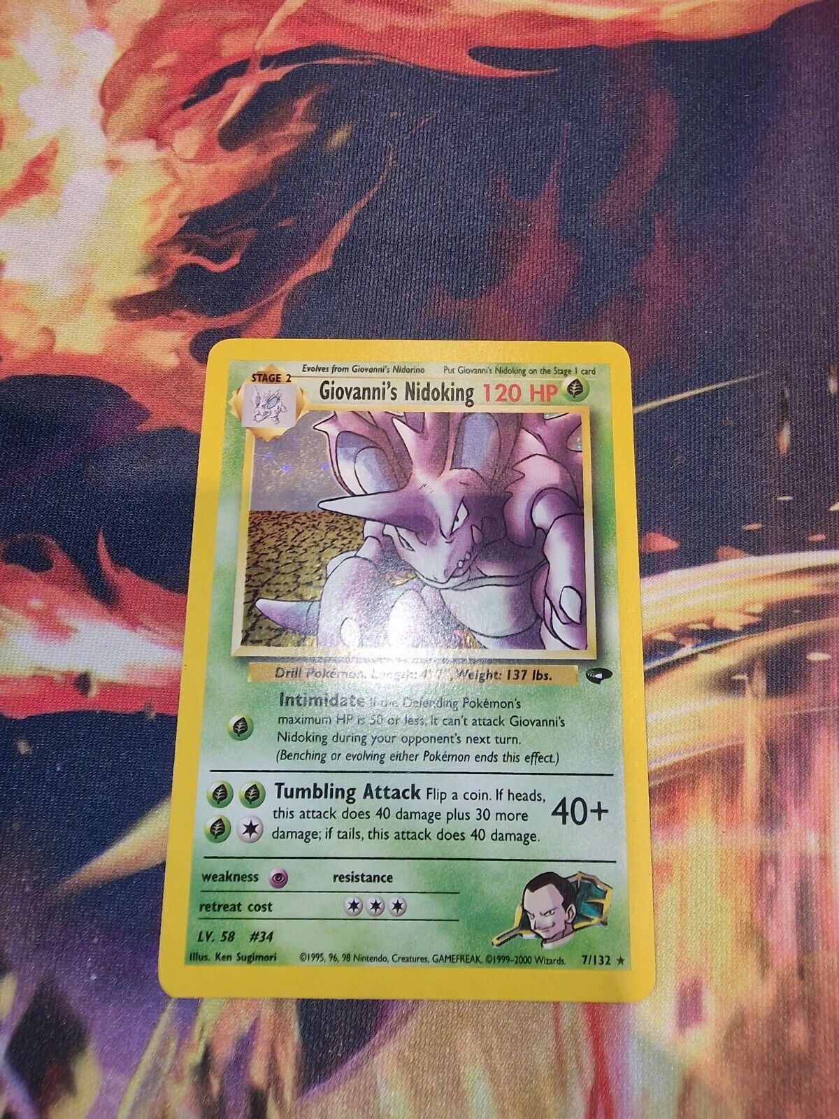 Giovanni\'s Nidoking 7/132 Gym Holo Pokemon Card - EX MT