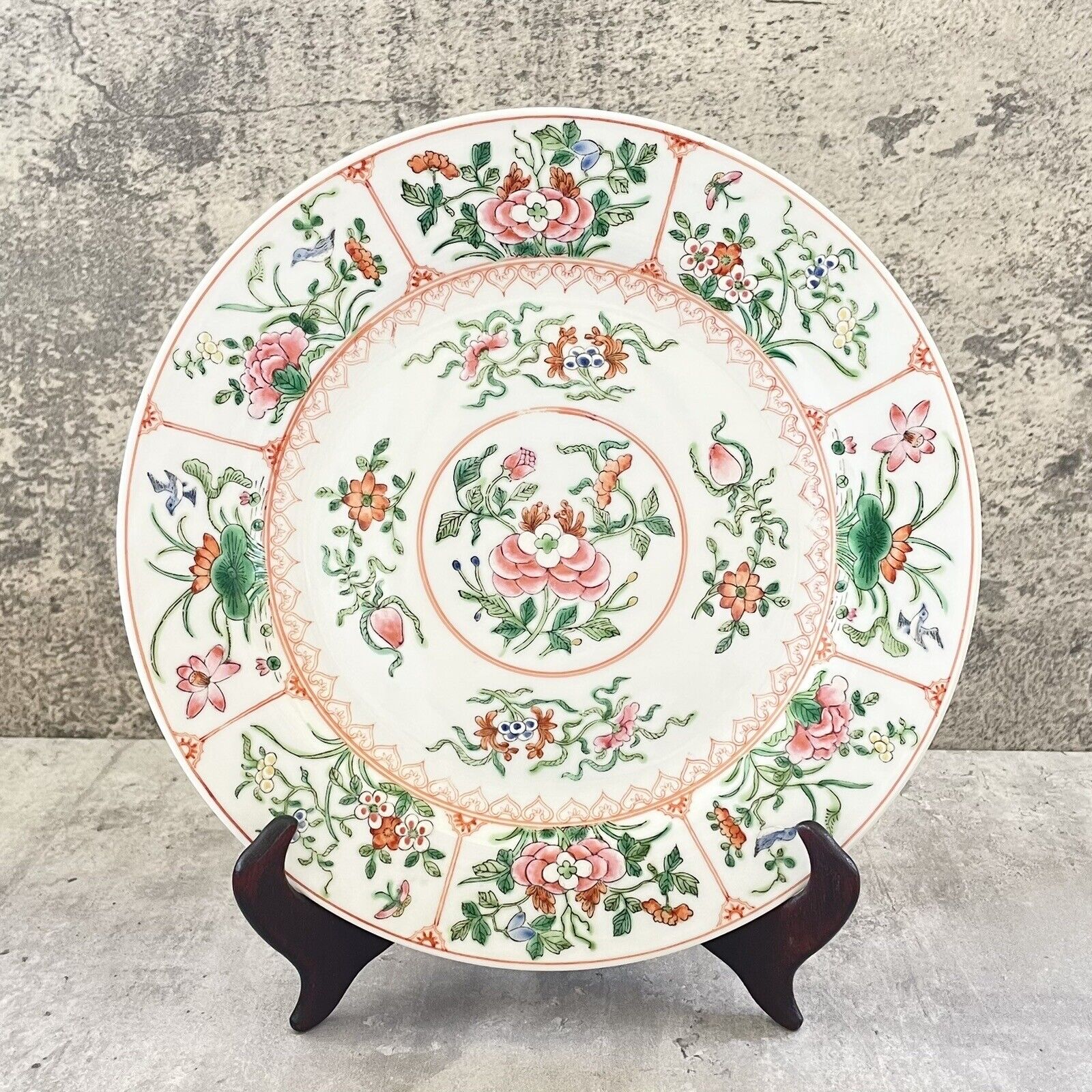 Vtg Hand Painted Famille Rose Hong Kong Japan Porcelain Decor Plate 10” Rare