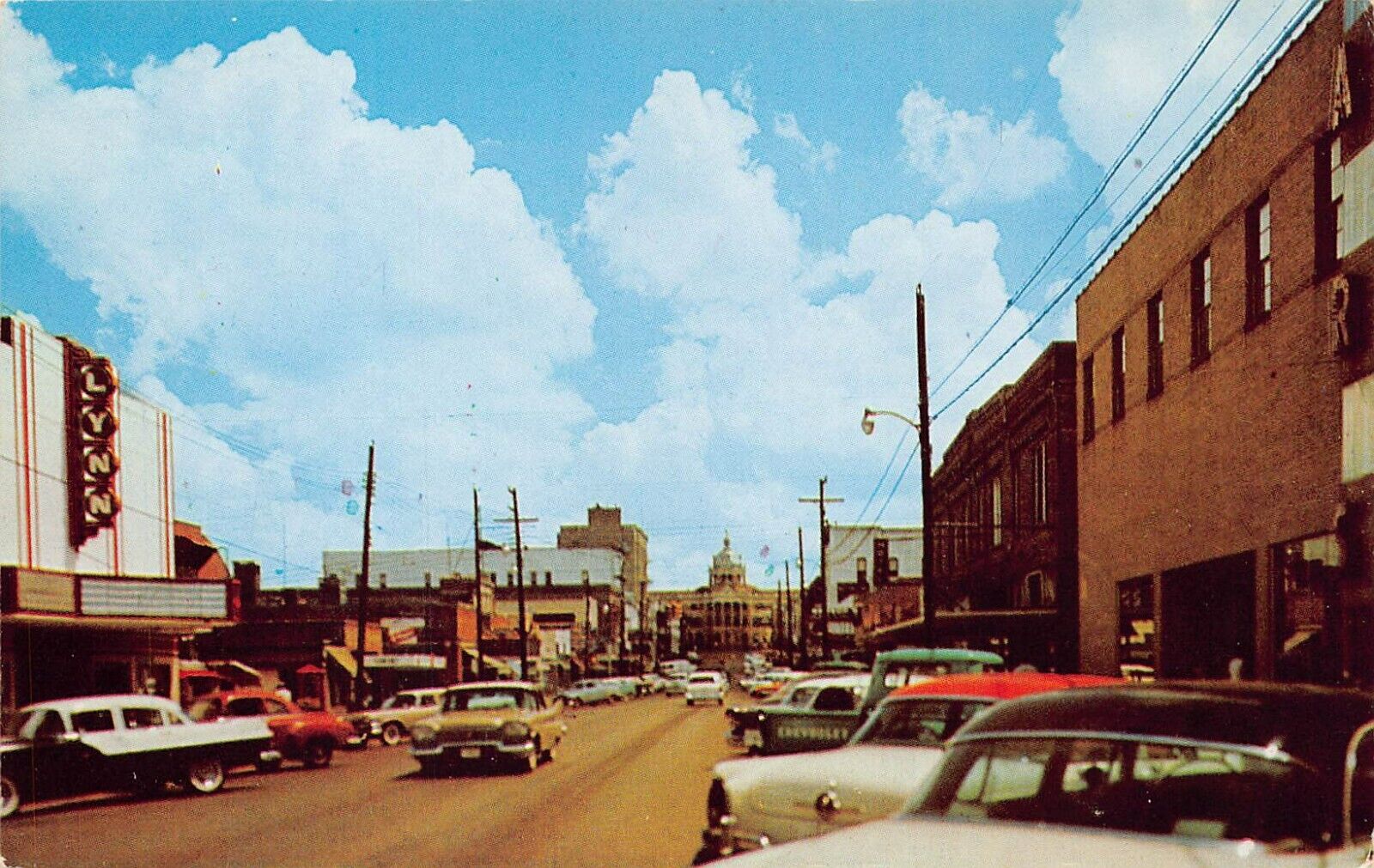 Marshall TX Texas West Grand Main Street Downtown Caddo Lake Vtg Postcard A38
