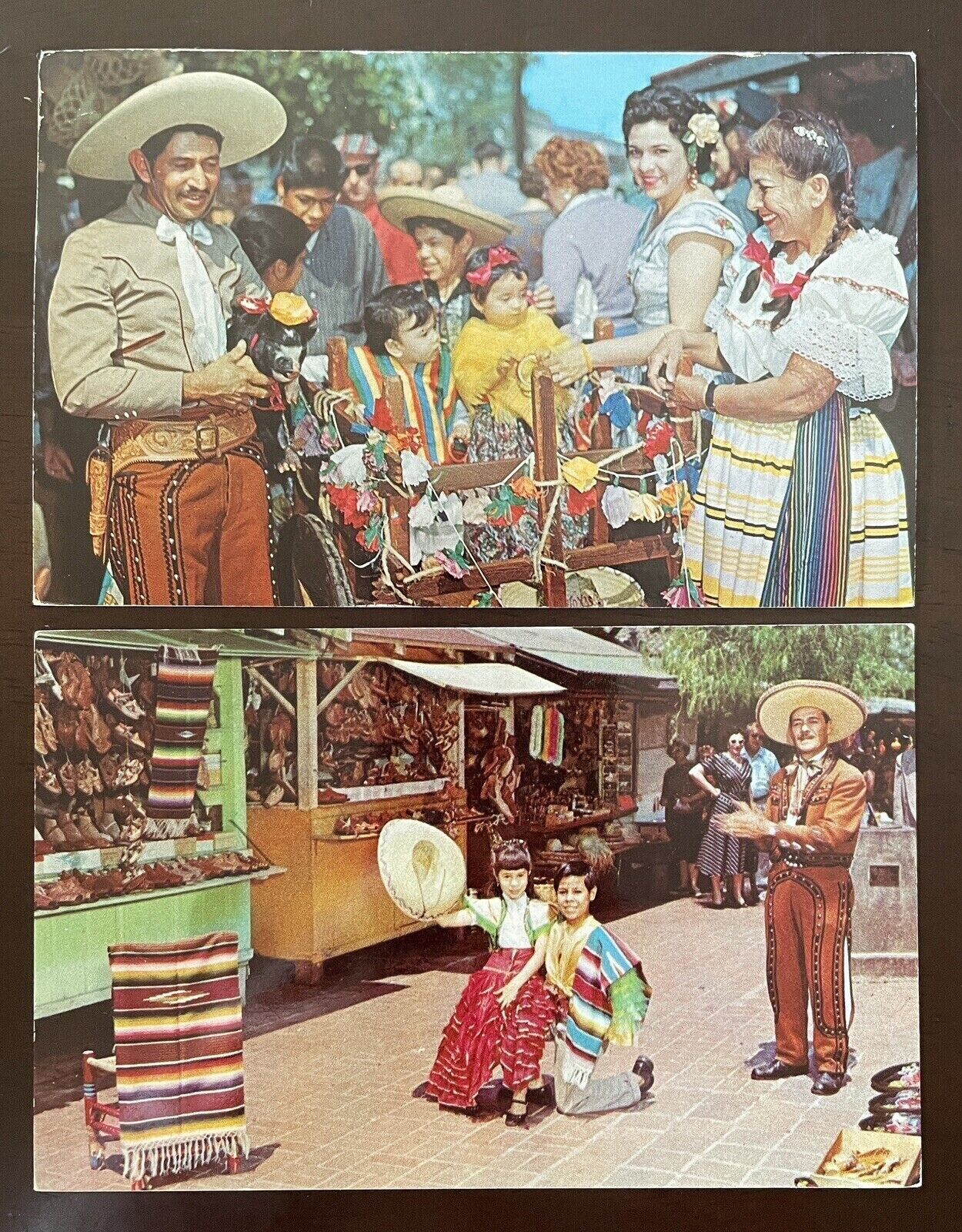 Olvera Street Los Angeles CA lot of 2 Vintage Postcards California Fiesta Time