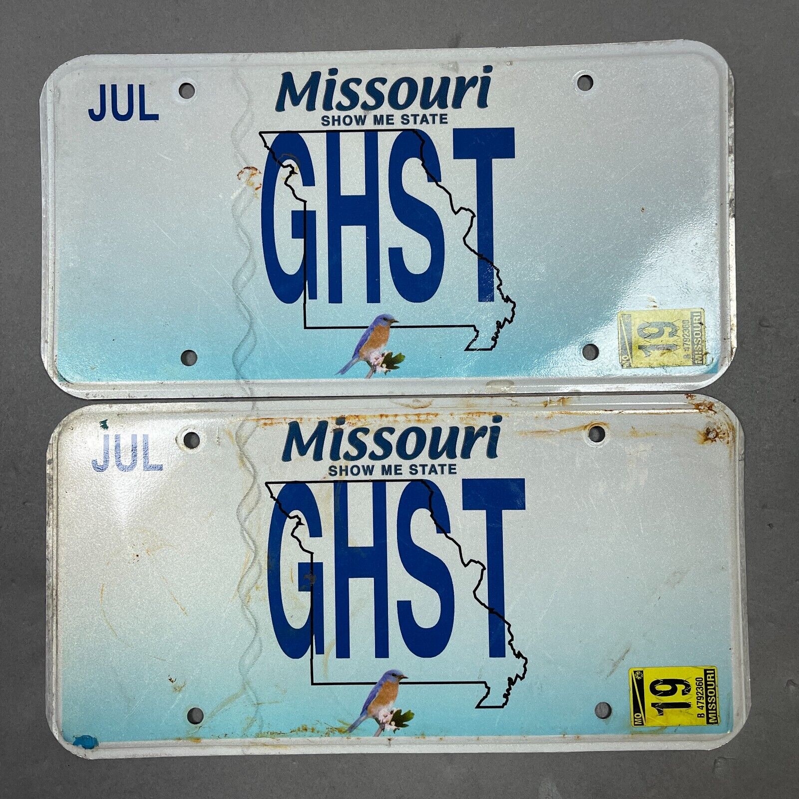 Missouri License Plate 2019 Vanity Ghost Two Tags Show Me State Vehicle Auto Car