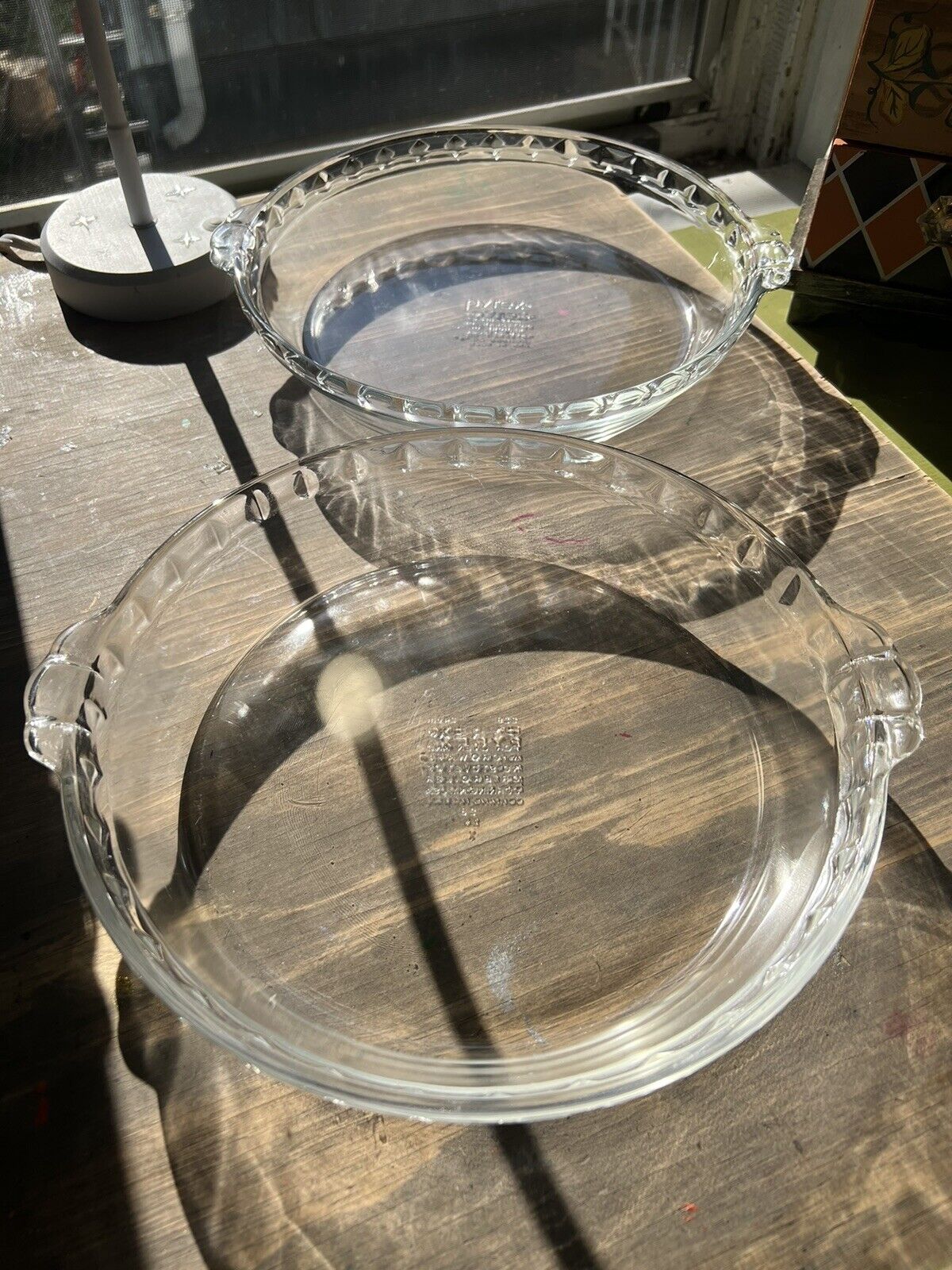 2 Vintage Pyrex 10 Inch #210 Pie Plate Pie Tart Baking Dish Clear Glass Pie Pan