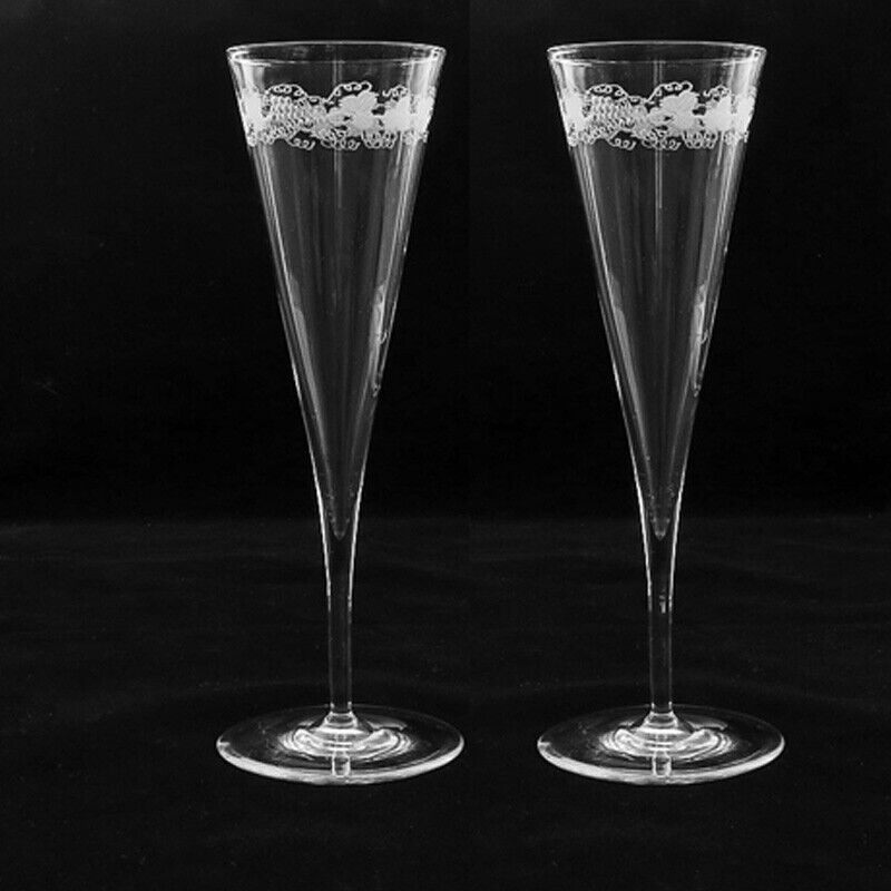 Champagne Glass Flutes, Pair Early Victorian Ca 1860