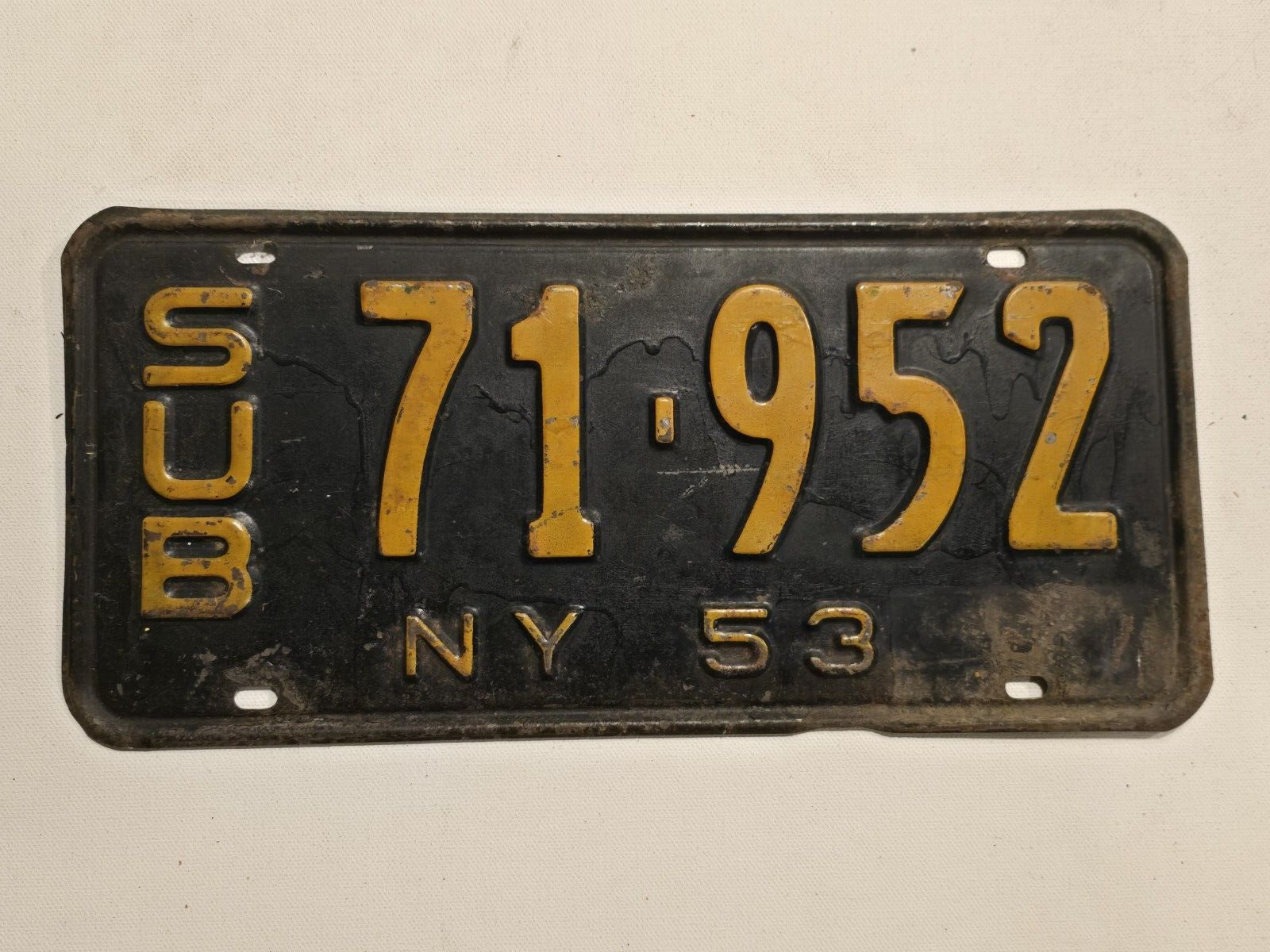 1953 New York Sub License Plate #SUB 71 - 952 Ford Chevy Dodge - Man Cave