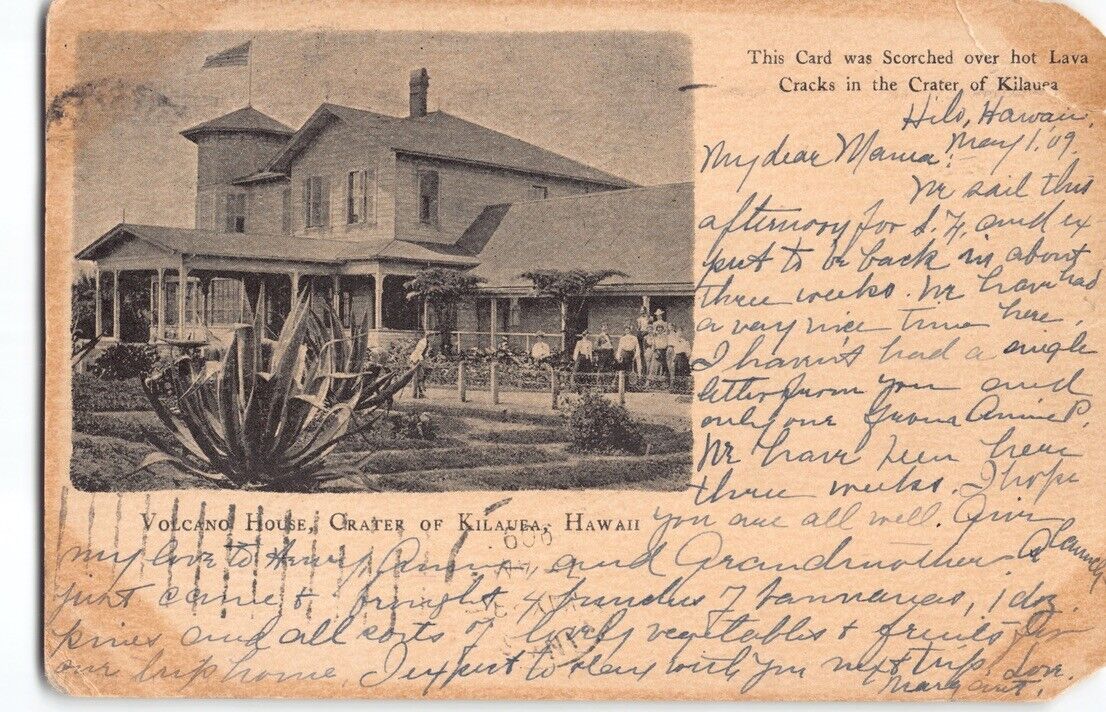 1906 UDB Volcano House at Kilauea Postcard Scorched? -Mailed Hilo Hawaii-H5