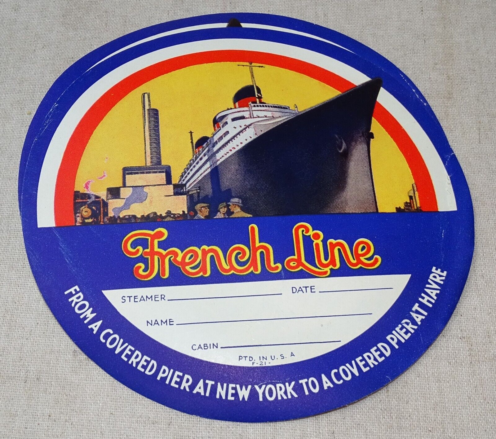 French Line Luggage Decal circa 1937